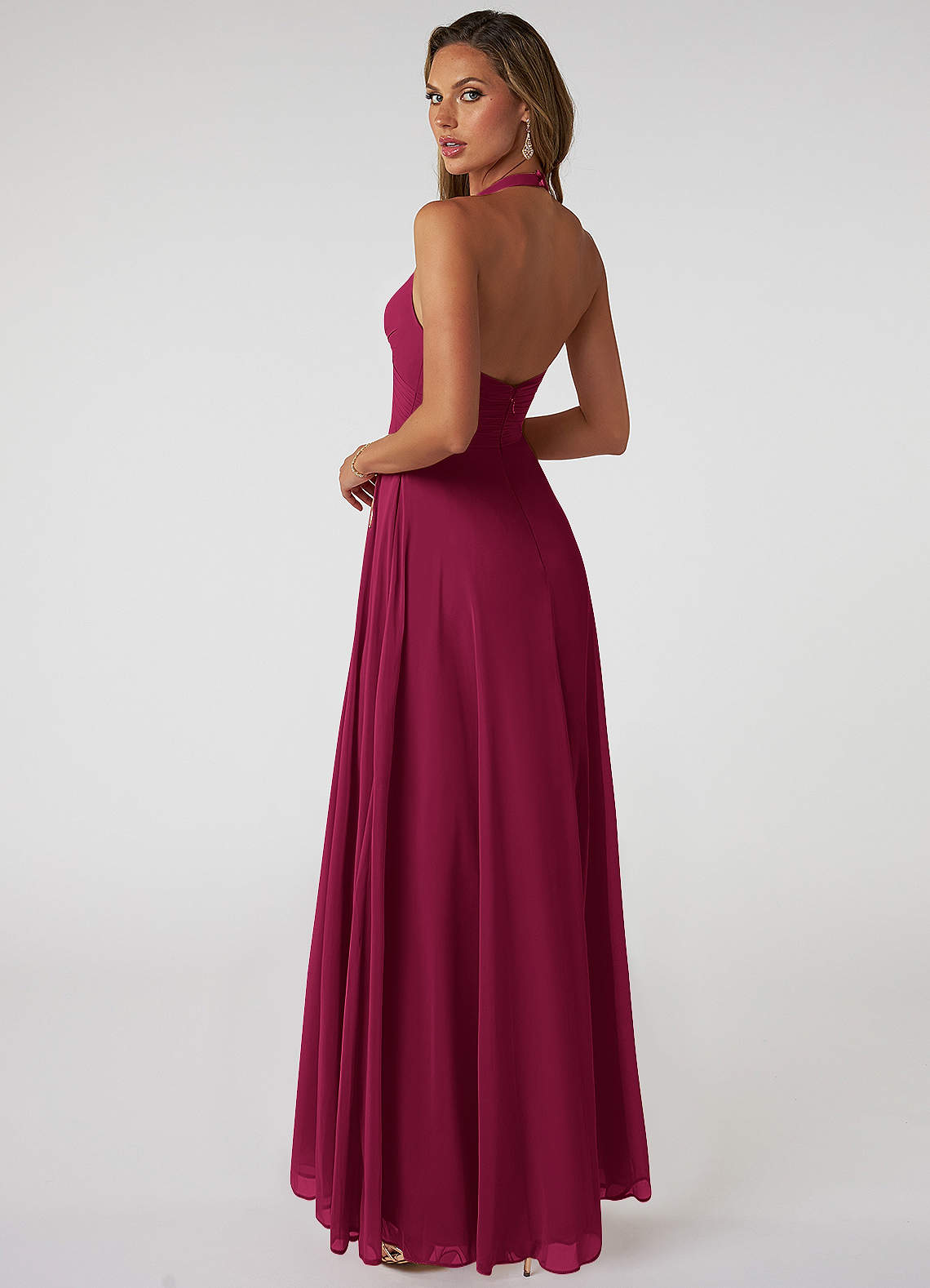 Tessie A-Line V-Neck Chiffon Bridesmaid Dress in Burgundy