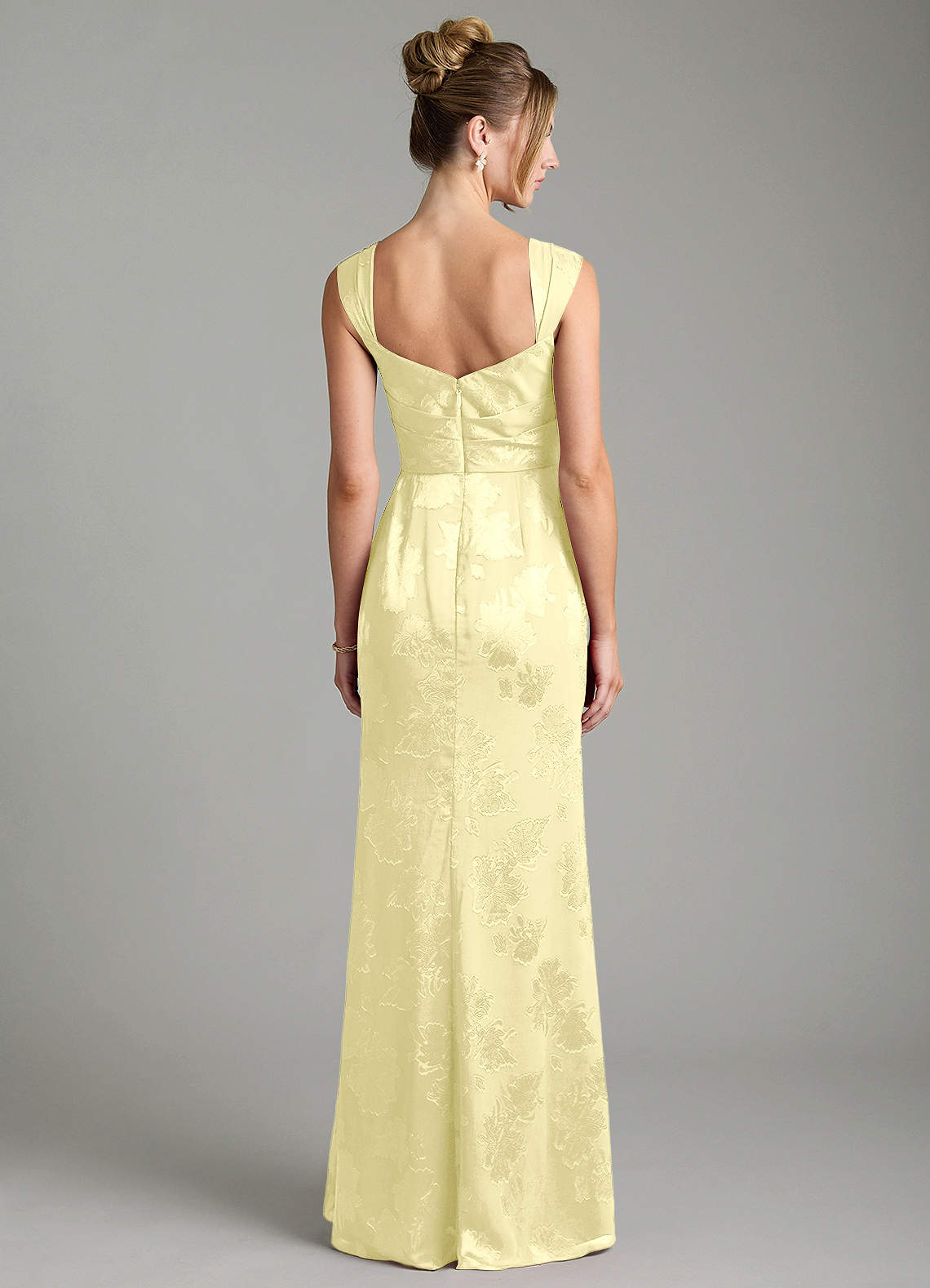 Kaelis Mermaid Scoop-Neck Jacquard Bridesmaid Dress in Lemon Sorbet
