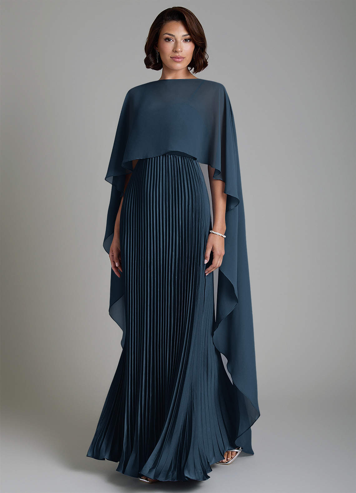 Micah A-Line Sweetheart Stretch Satin and Chiffon Bridesmaid Dress in Dark Navy