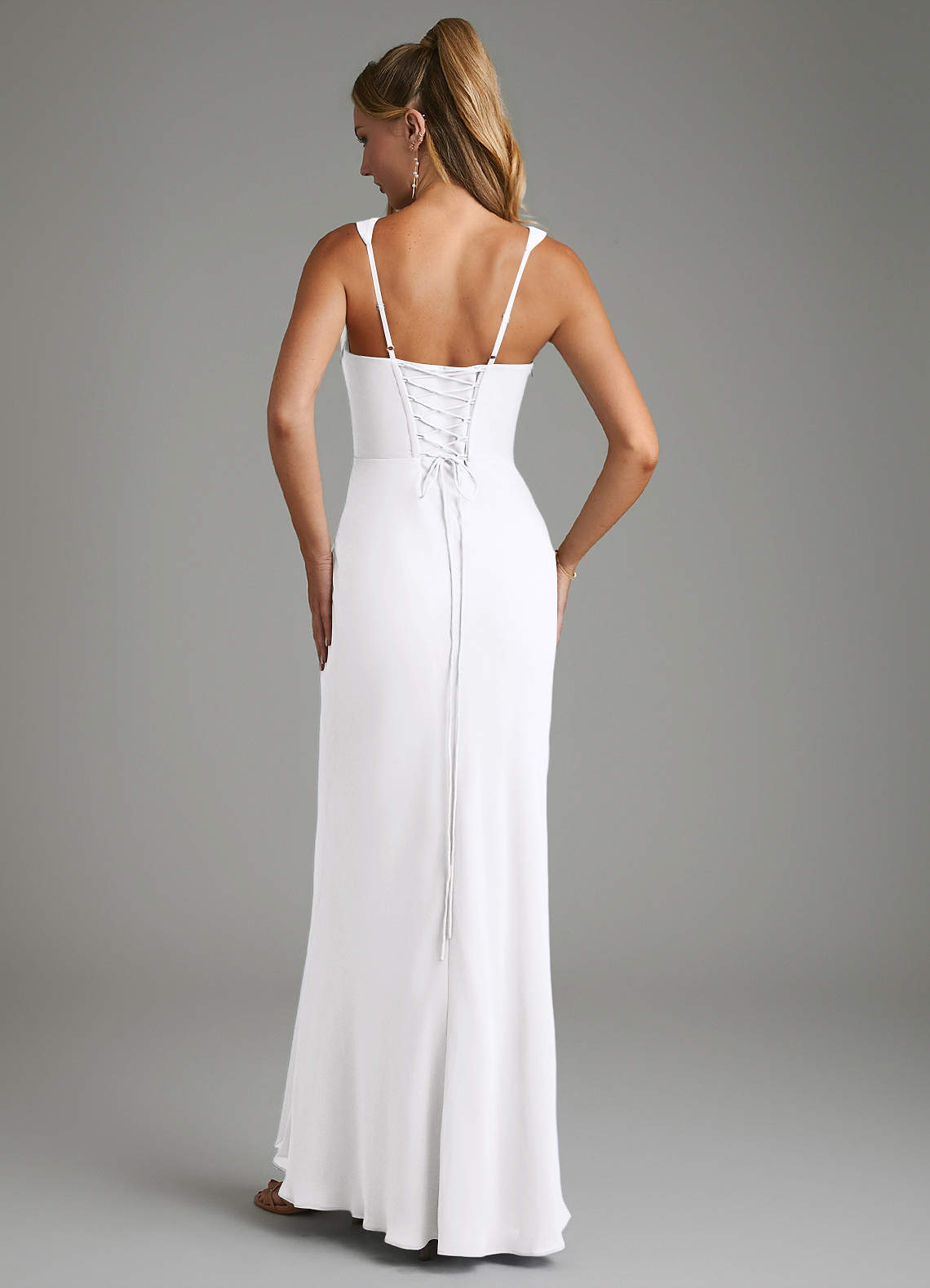 Asa Sheath Square-Neck Chiffon Bridesmaid Dress in white