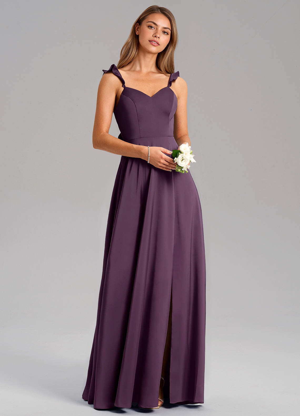 Everett A-Line V-Neck Chiffon Bridesmaid Dress in Plum