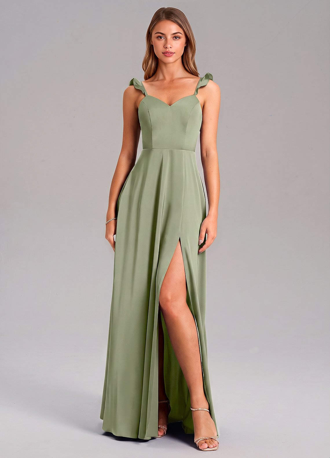 Everett A-Line V-Neck Chiffon Bridesmaid Dress in Pistachio