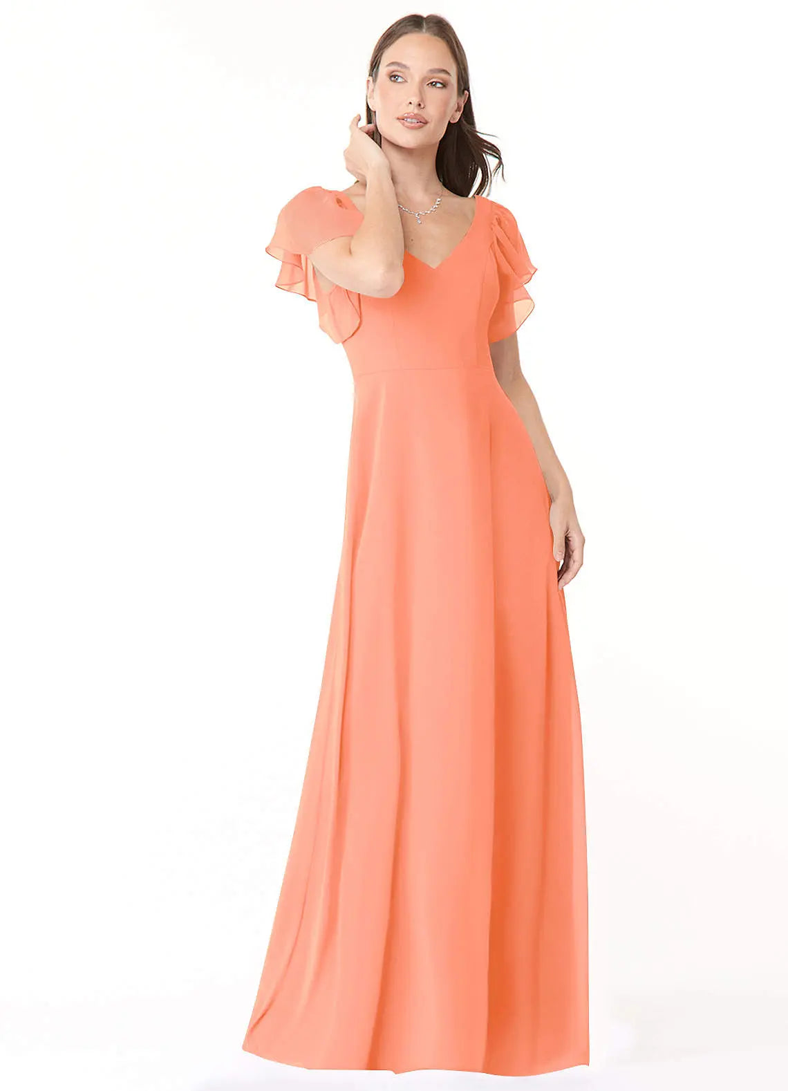 Syenna A-Line V-Neck Chiffon Bridesmaid Dress in Sunset