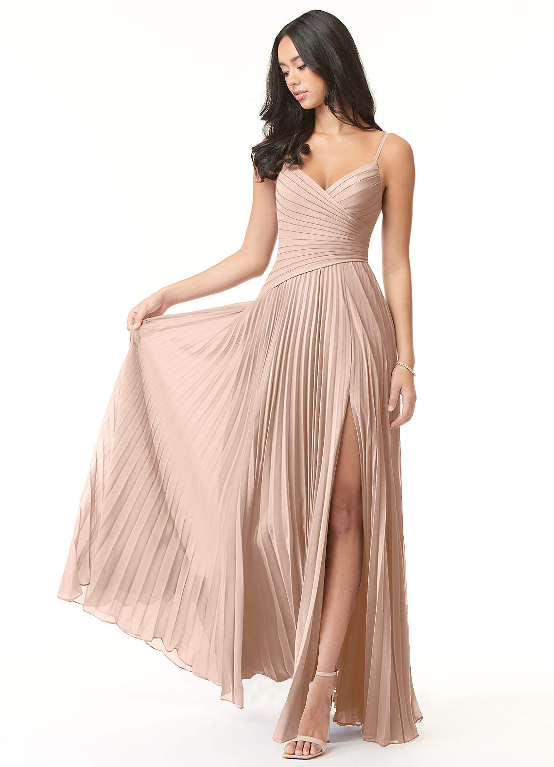 Vini A-Line V-Neck Chiffon Bridesmaid Dress in English Rose