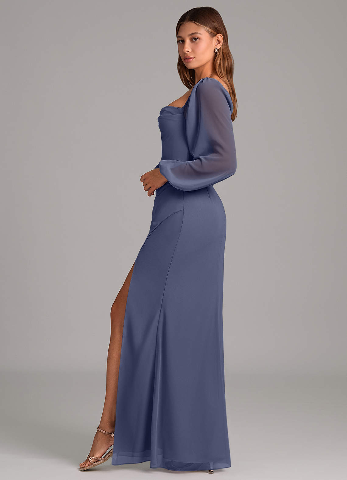 Brixley Mermaid Sweetheart Chiffon Bridesmaid Dress in Stormy