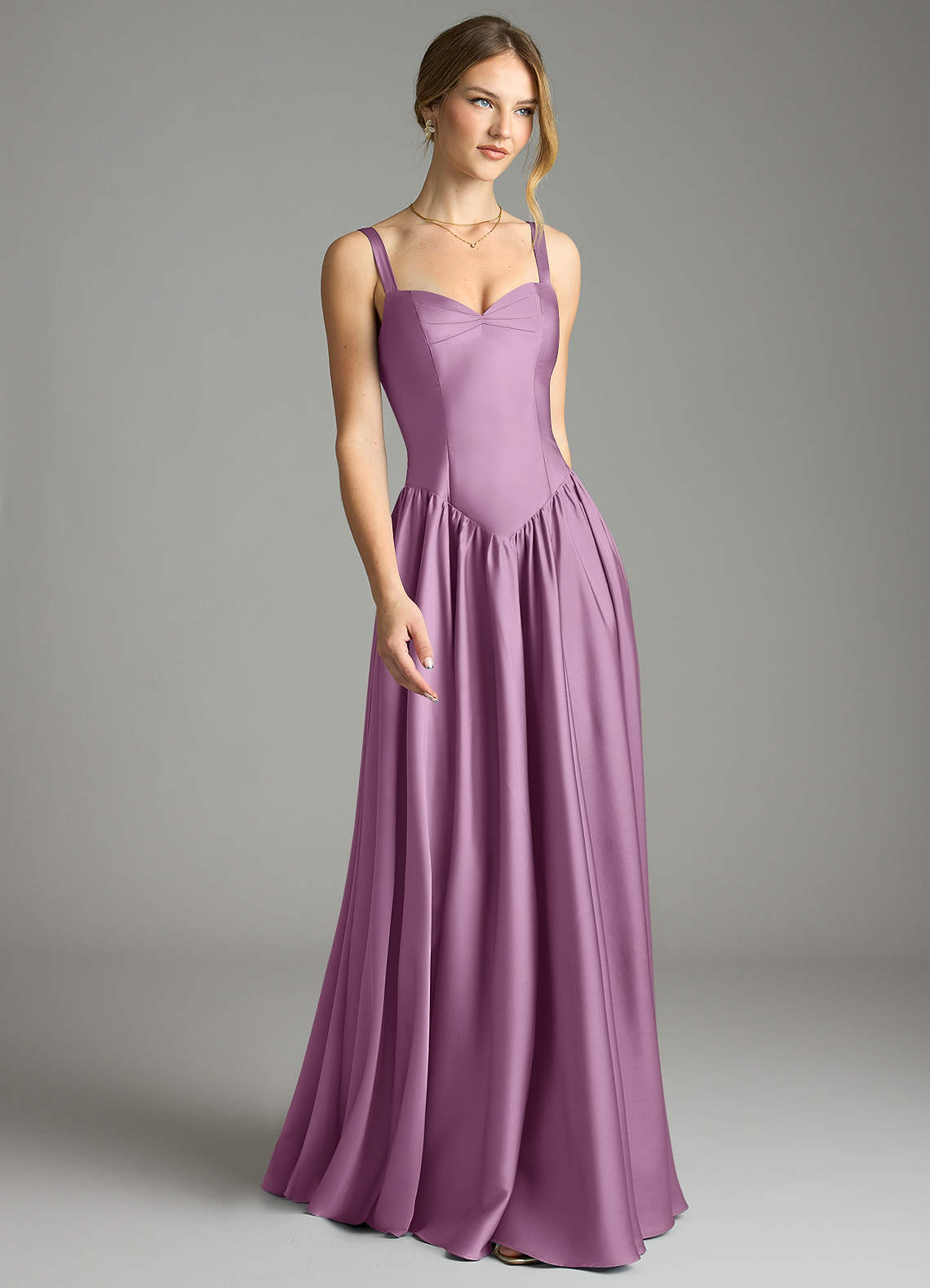 Evadina A-Line Sweetheart Stretch Satin Bridesmaid Dress in Wisteria