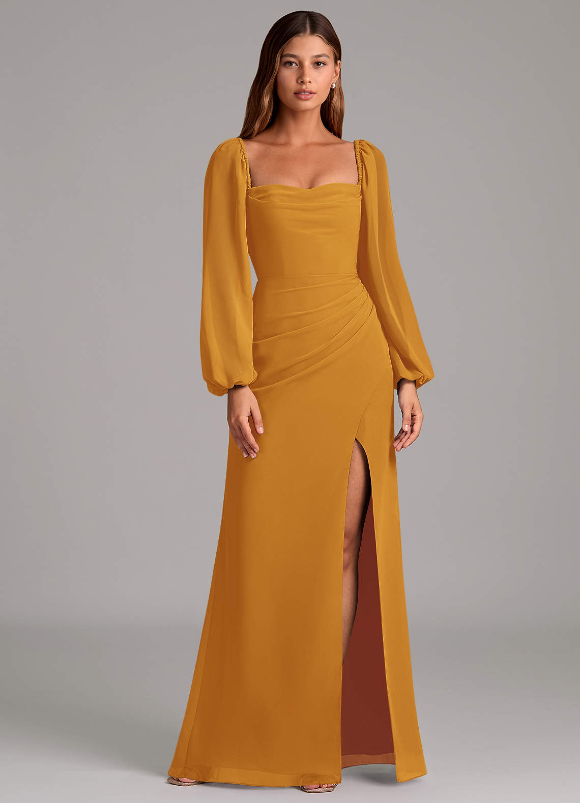 Brixley Mermaid Sweetheart Chiffon Bridesmaid Dress in butterscotch