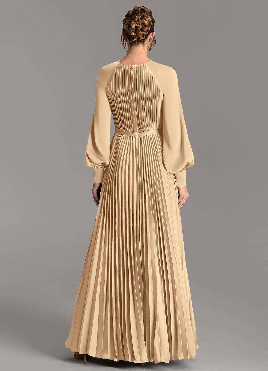 Grayson A-Line Scoop-Neck Stretch Satin Bridesmaid Dress in Champagne