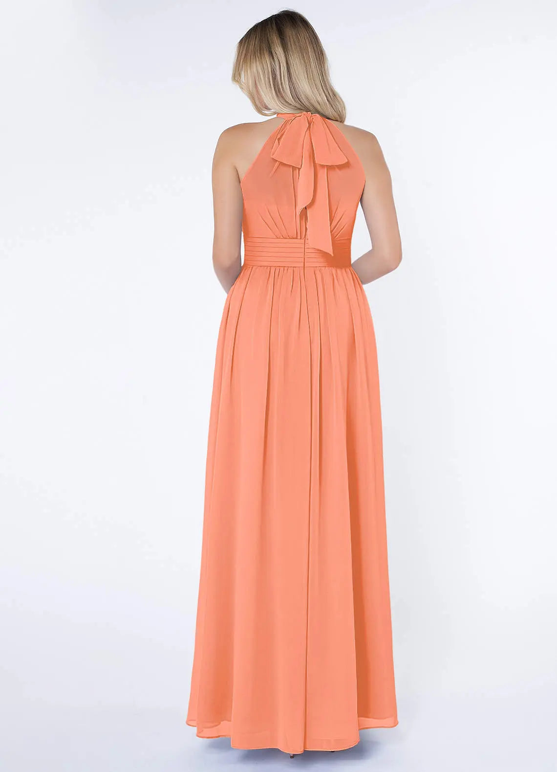 Iman A-Line Halter Chiffon Bridesmaid Dress in Sunset