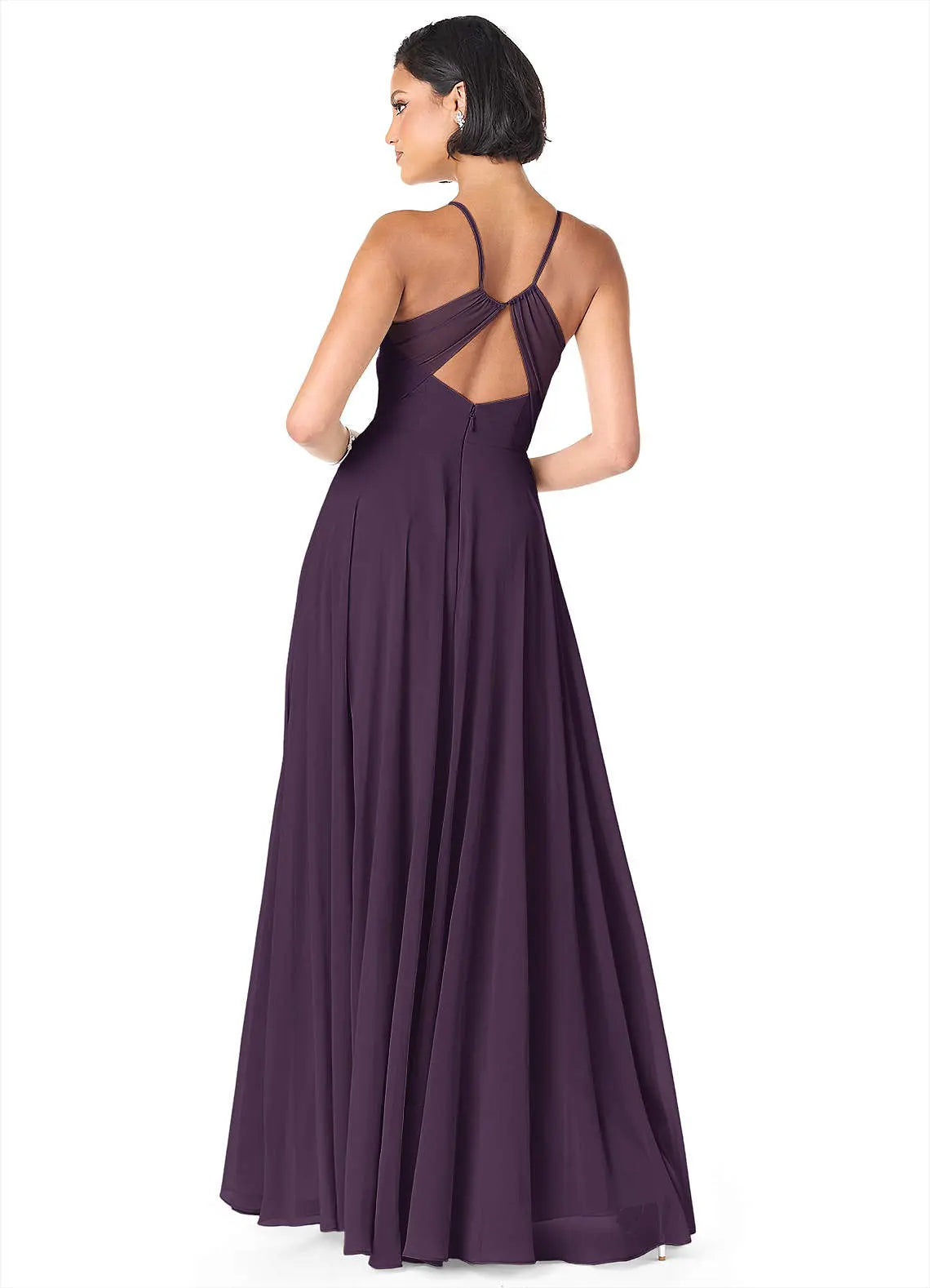 Avelina A-Line V-Neck Chiffon Bridesmaid Dress in Plum