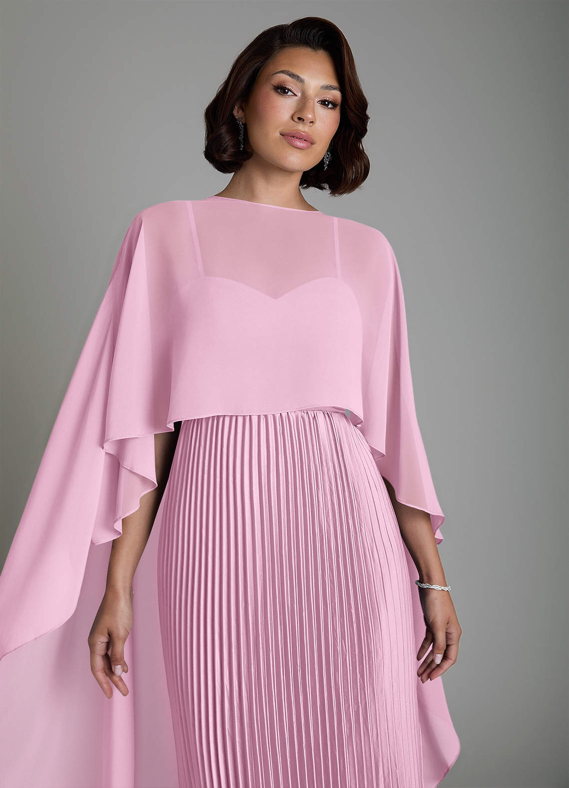 Micah A-Line Sweetheart Stretch Satin and Chiffon Bridesmaid Dress in candy pink