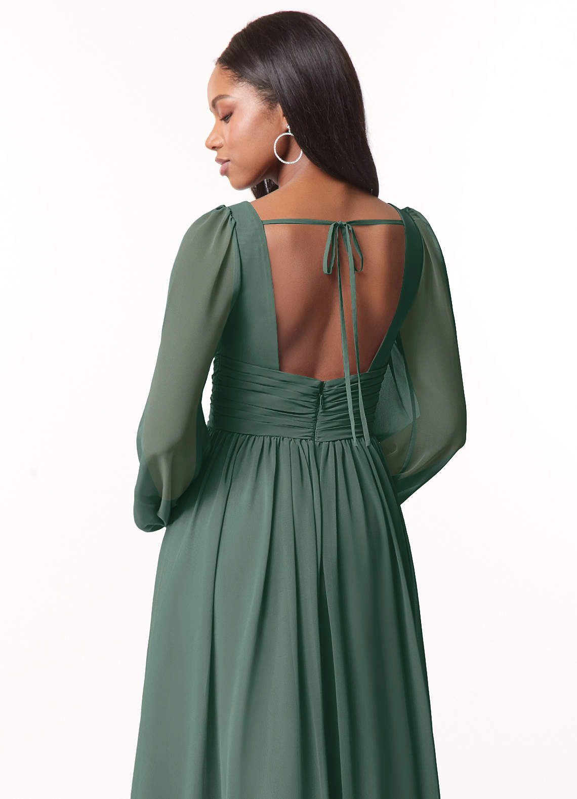 Norah A-Line V-Neck Chiffon Bridesmaid Dress in Sea Moss