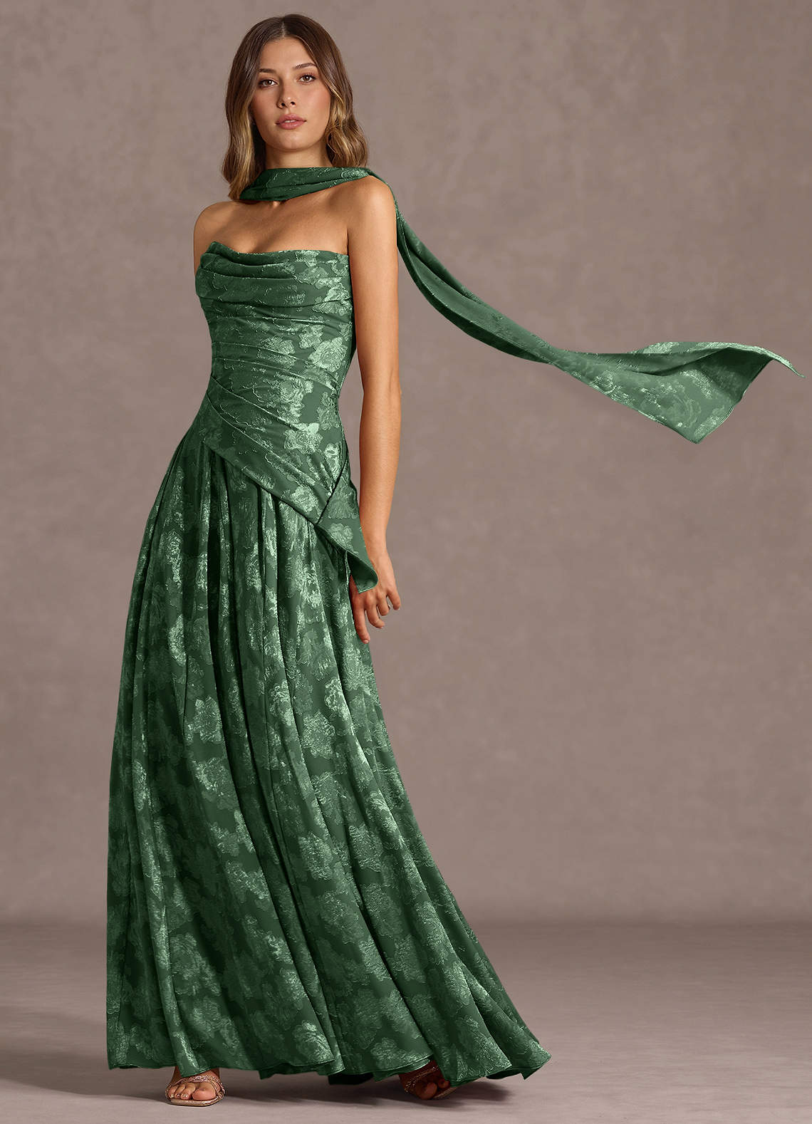 Gabriela A-Line Corset Fil Coupé Wedding Guest Dress in Eucalyptus