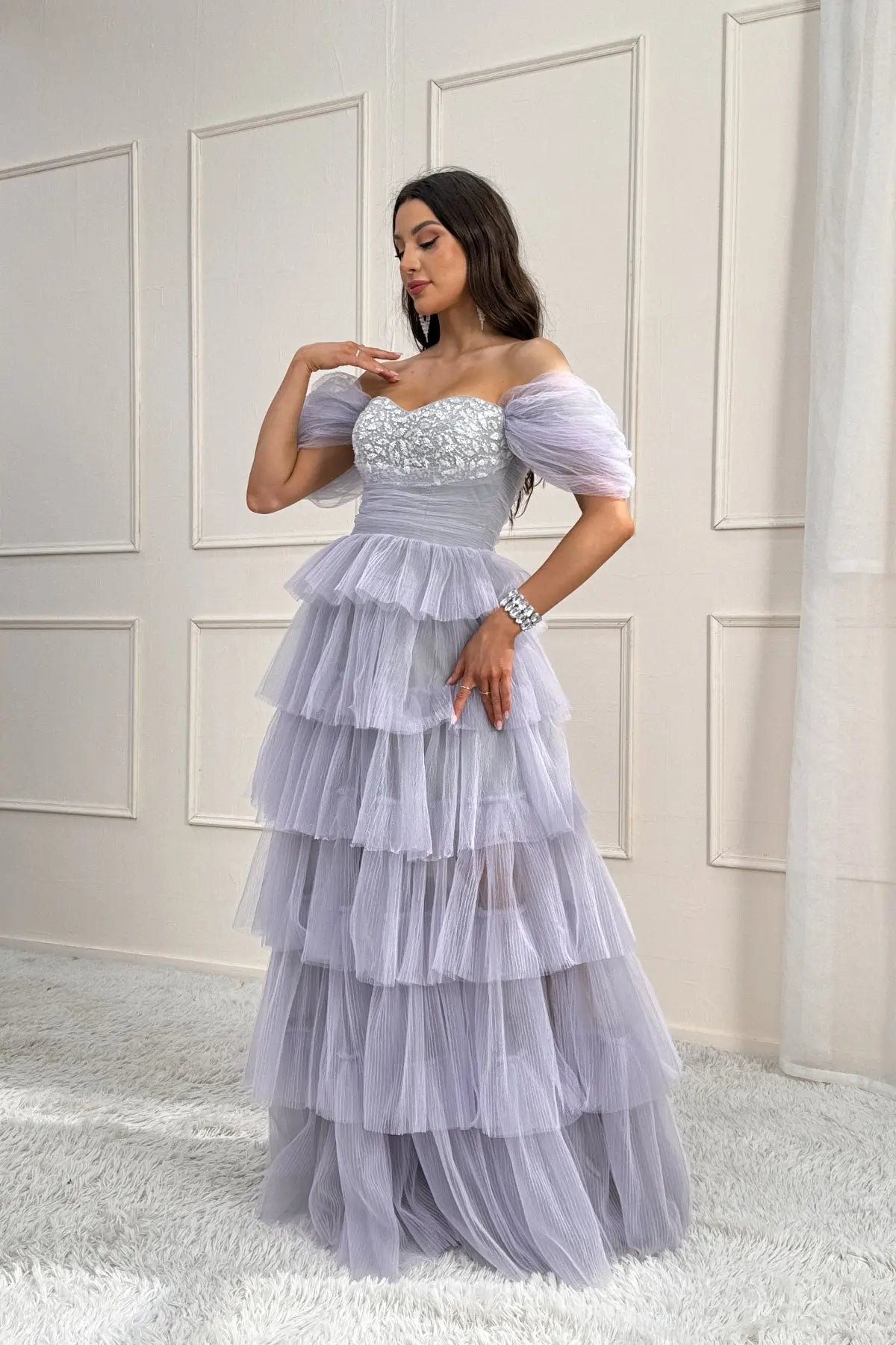 Avelisse A-Line Off-the-Shoulder Tulle Prom Dress zhexudai