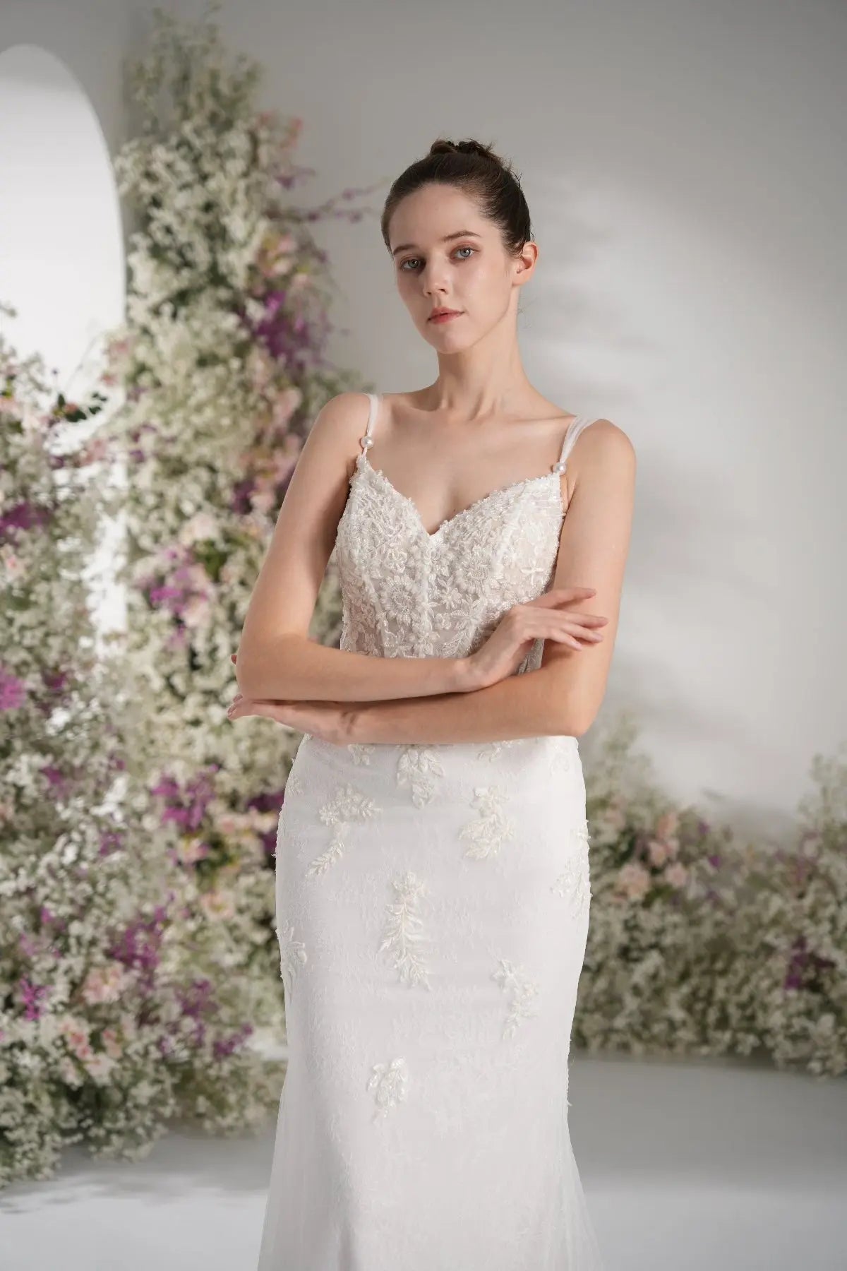 Trumpet/Mermaid Sweetheart Sleeveless Lace Applique Sexy Wedding Dress With Court Train zhexudai
