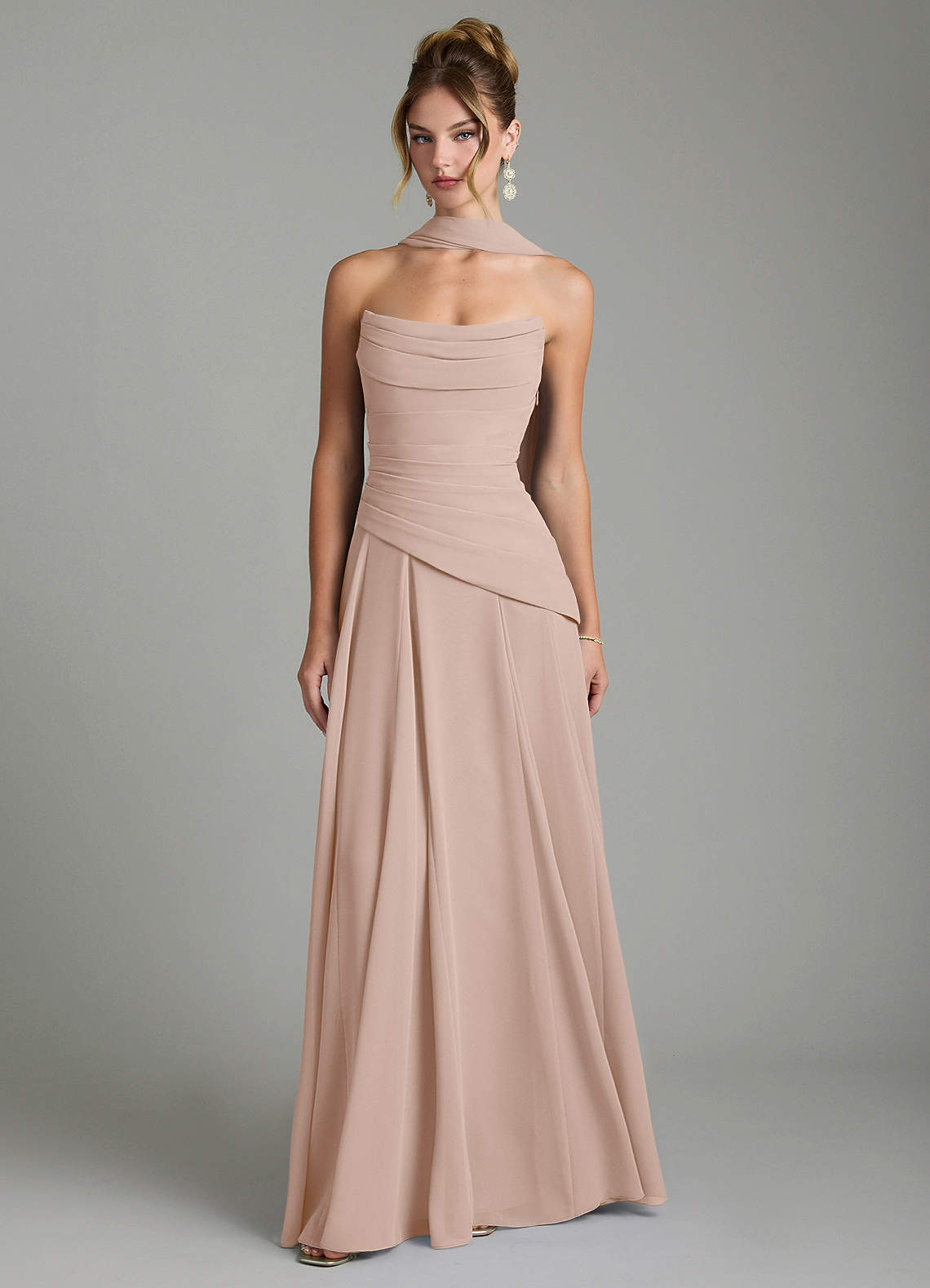 Gabriela A-Line Cowl-Neck Chiffon Bridesmaid Dress in English Rose