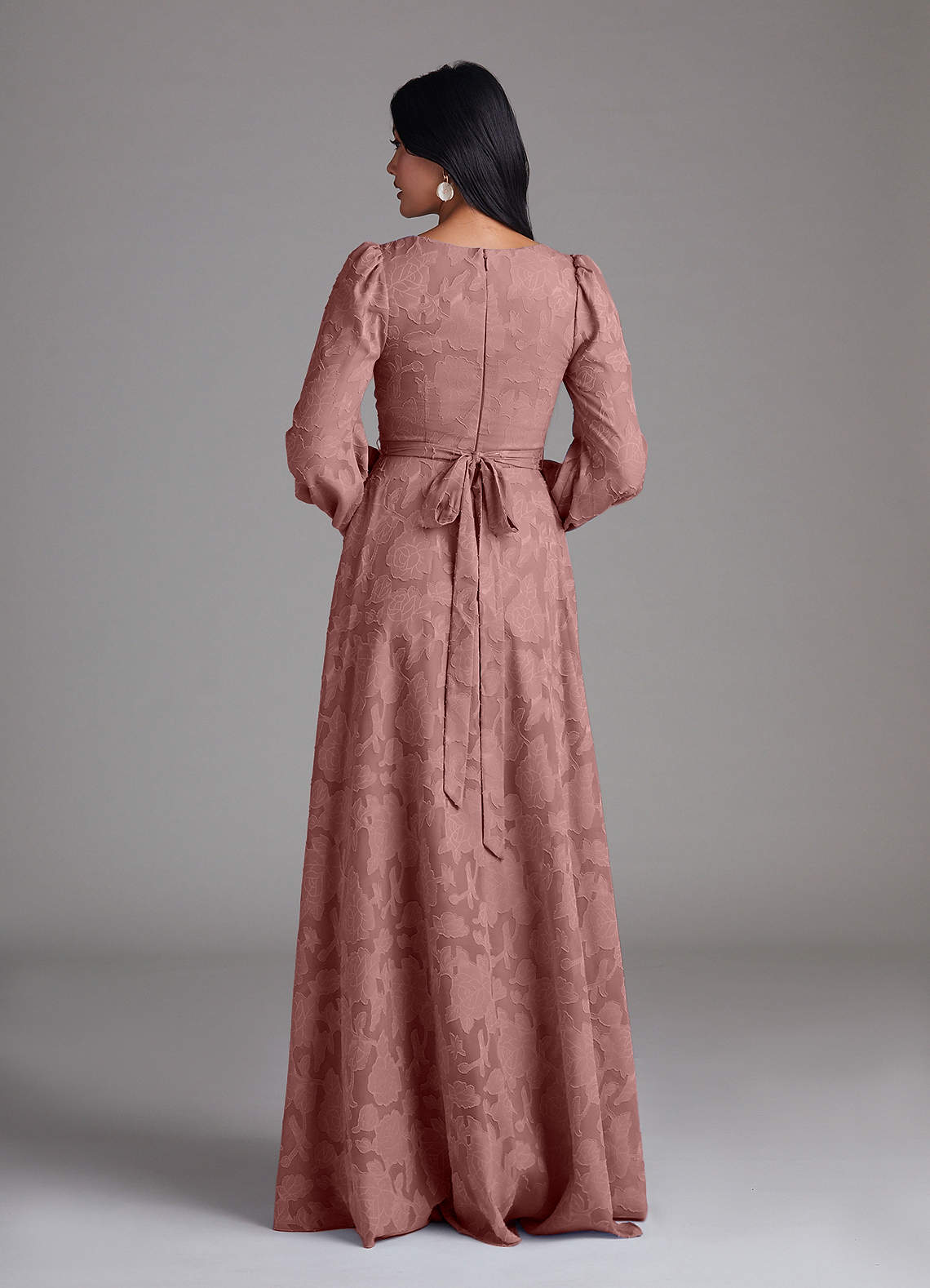 Leonia A-Line Square-Neck Stretch Satin Bridesmaid Dress in dusty rose