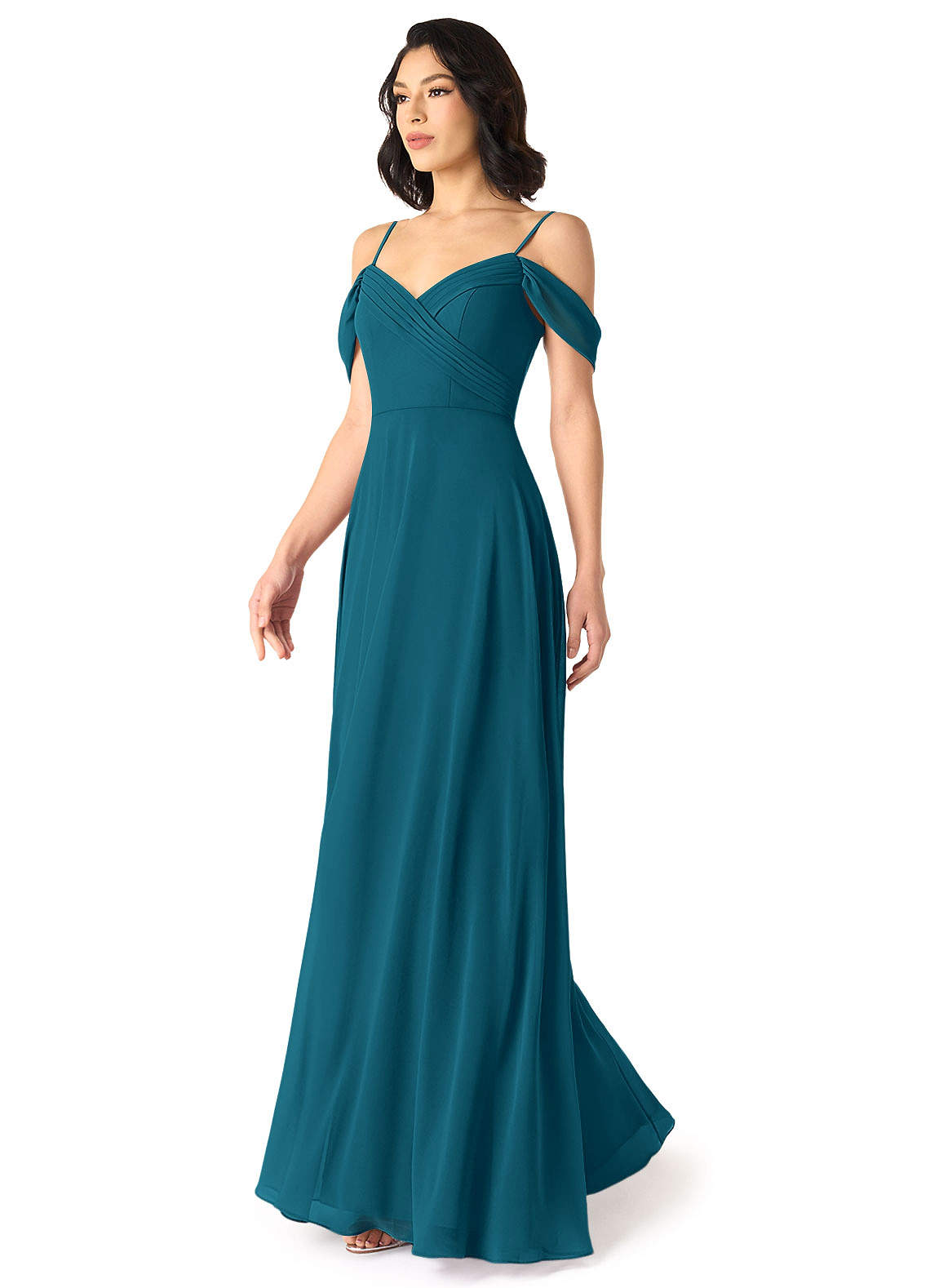 Tancie A-Line Off-the-Shoulder Chiffon Bridesmaid Dress in Ink Blue