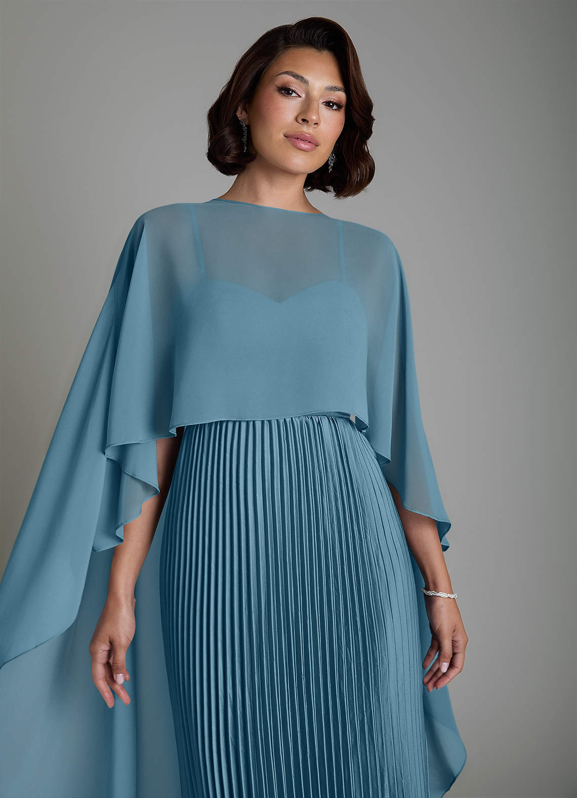 Micah A-Line Sweetheart Stretch Satin and Chiffon Bridesmaid Dress in Bermuda