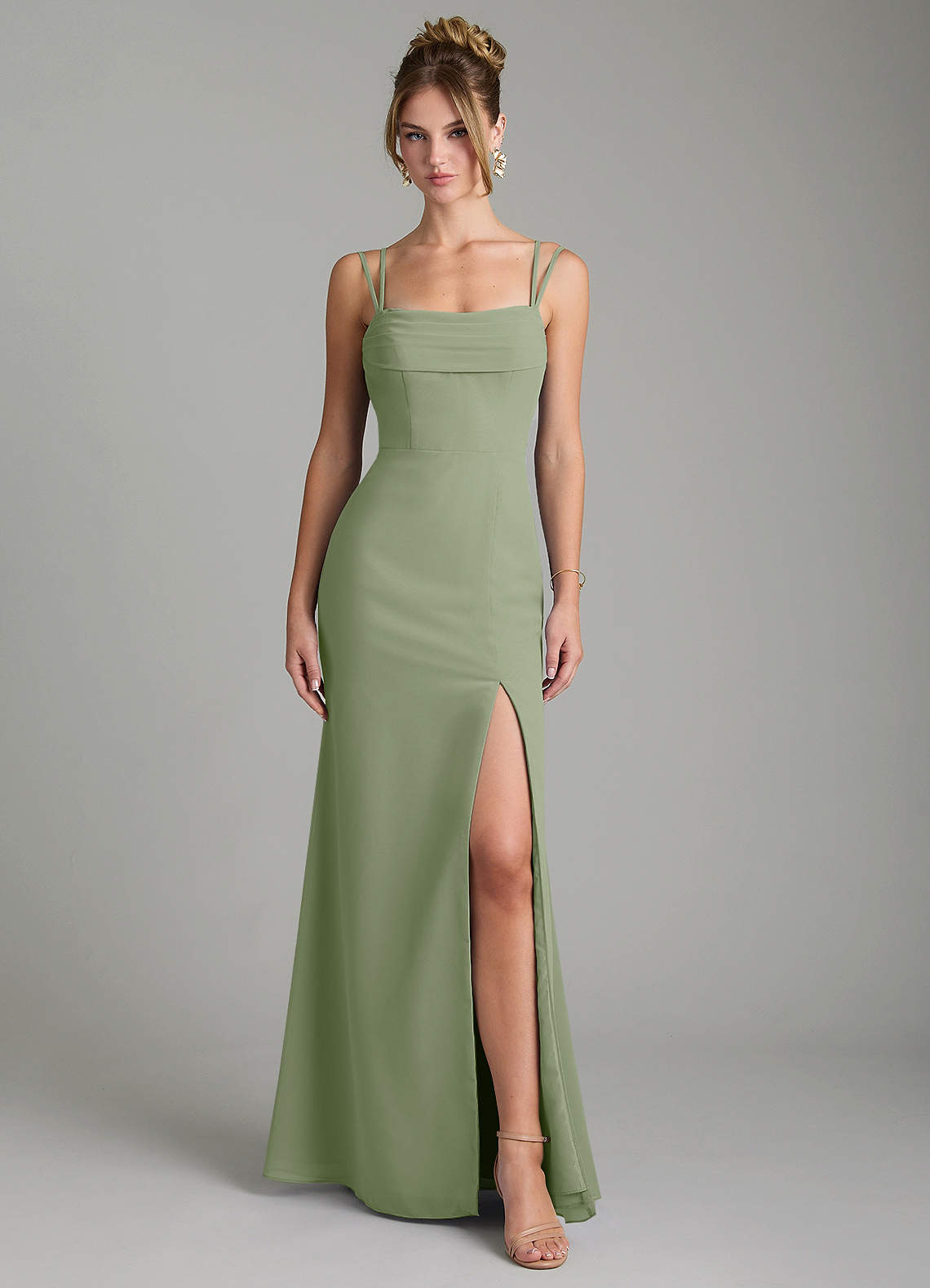 Egypt Sheath Sweetheart Chiffon Bridesmaid Dress in Pistachio