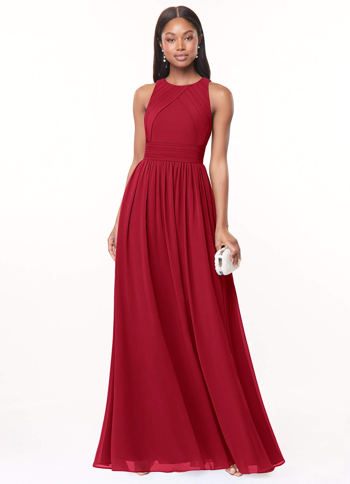 Harper A-Line Scoop-Neck Chiffon Bridesmaid Dress in Burgundy