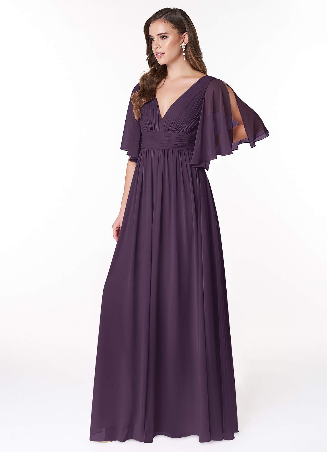 Temeka A-Line V-Neck Chiffon Bridesmaid Dress in Plum