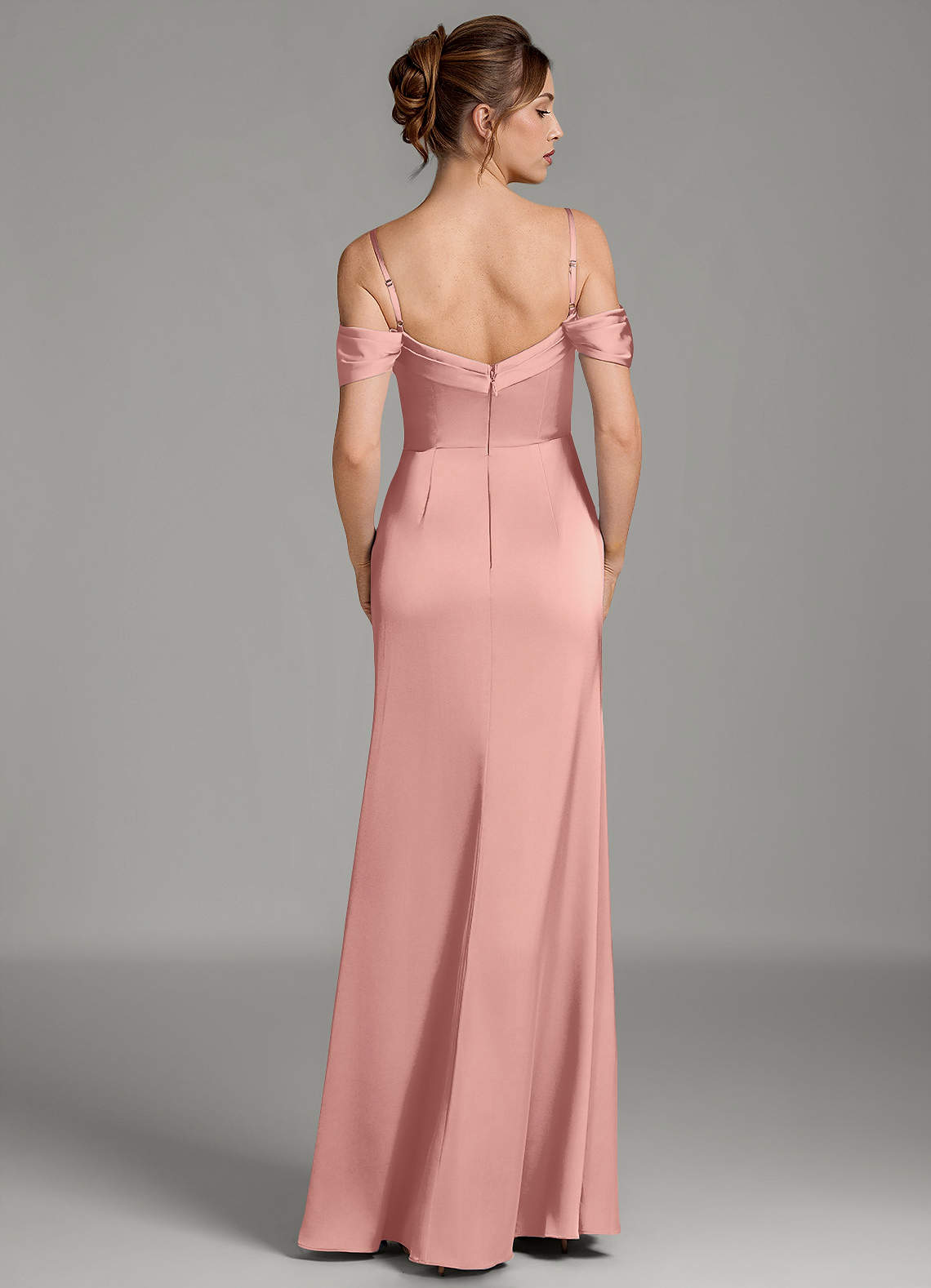 Wyatt Mermaid Off-the-Shoulder Stretch Satin Bridesmaid Dress in Rosette