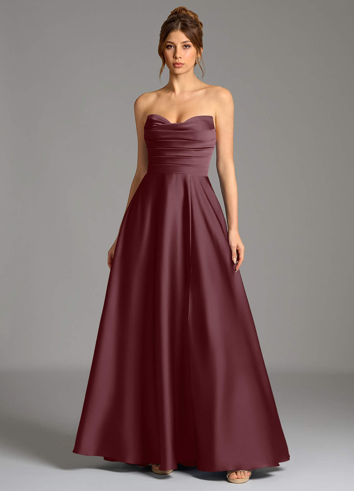Ayla A-Line Sweetheart Stretch Satin Bridesmaid Dress in Sangria