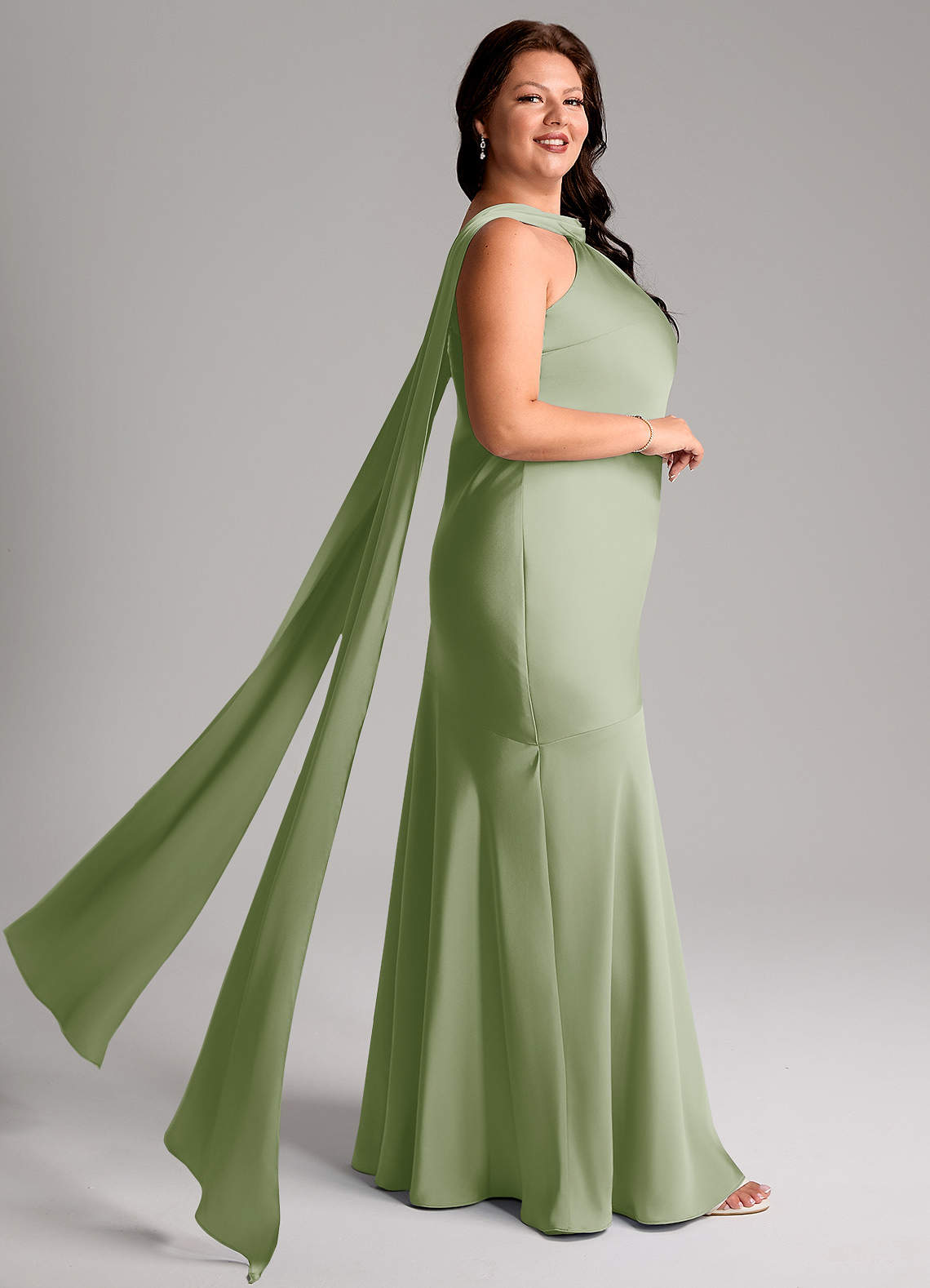 Kinsley Mermaid Halter Stretch Satin Bridesmaid Dress