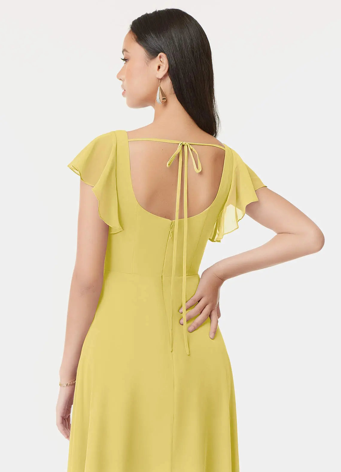 Bondi A-Line Square-Neck Chiffon Bridesmaid Dress in Canary