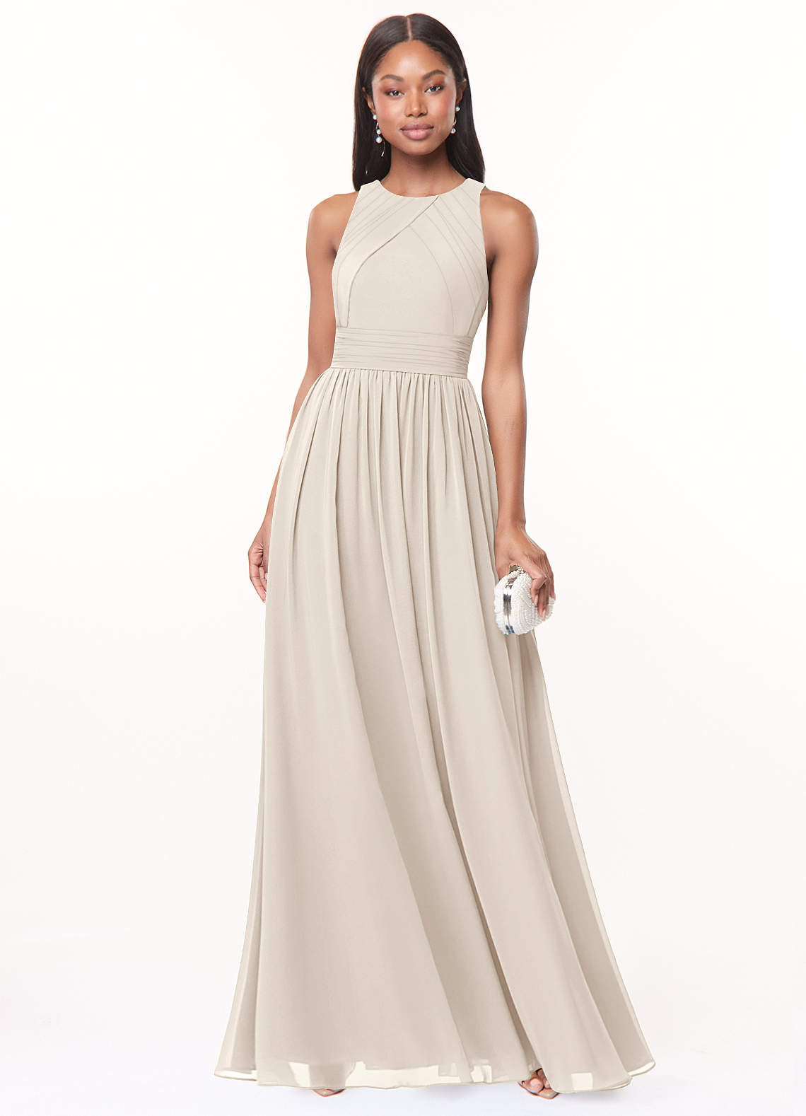 Harper A-Line Scoop-Neck Chiffon Bridesmaid Dress in White Alabaster