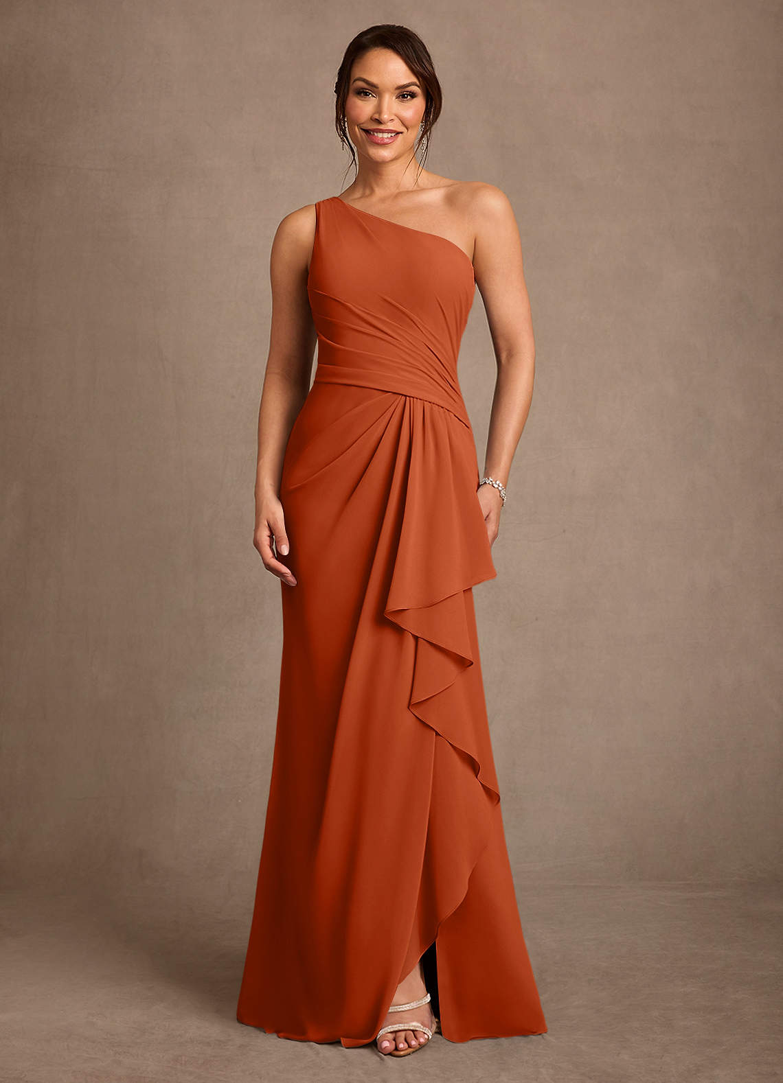 Floy Sheath One-Shoulder Chiffon Mother of the Bride Dress in Lemon Sorbet