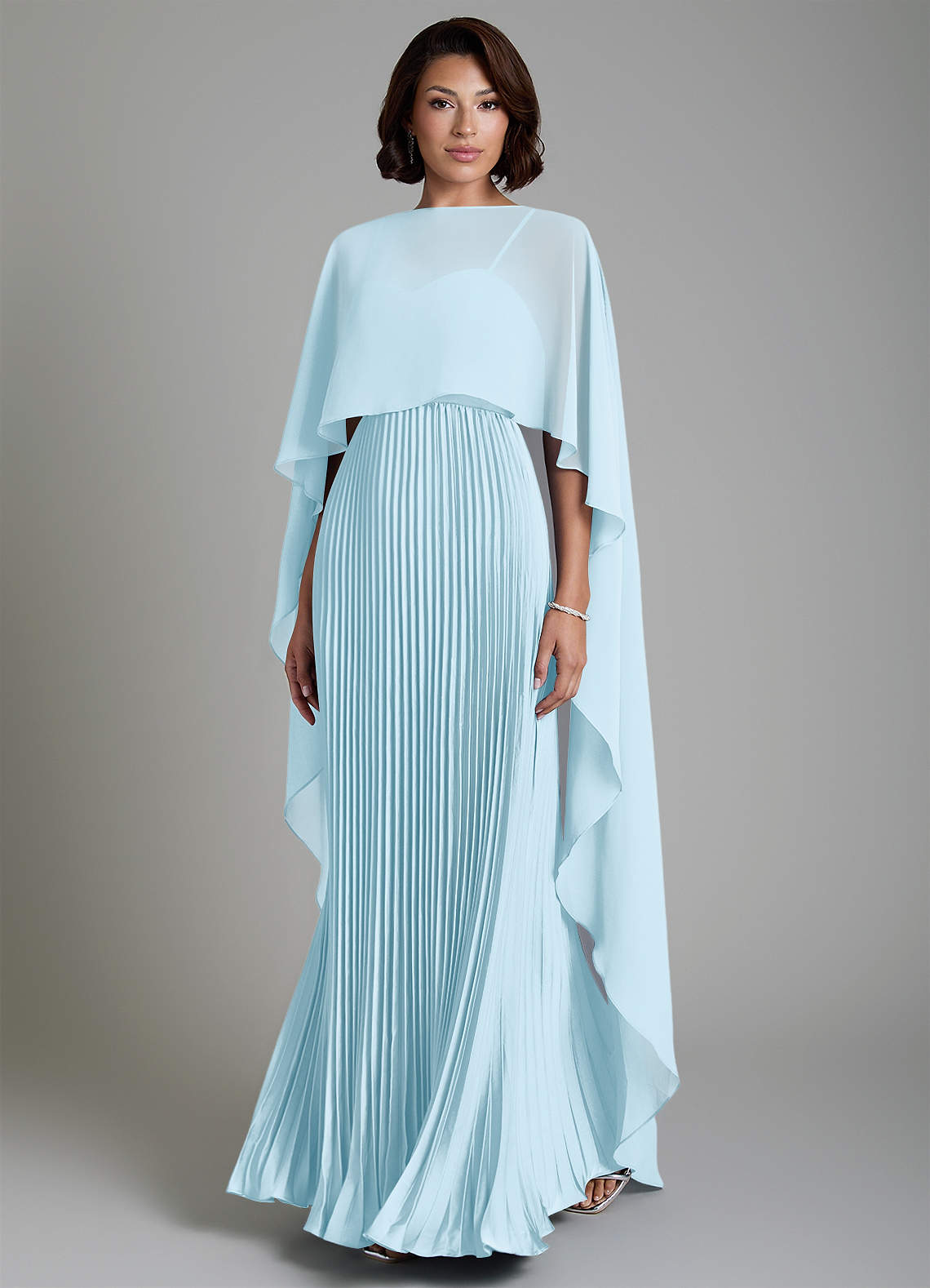 Micah A-Line Sweetheart Stretch Satin and Chiffon Bridesmaid Dress in Sky Blue
