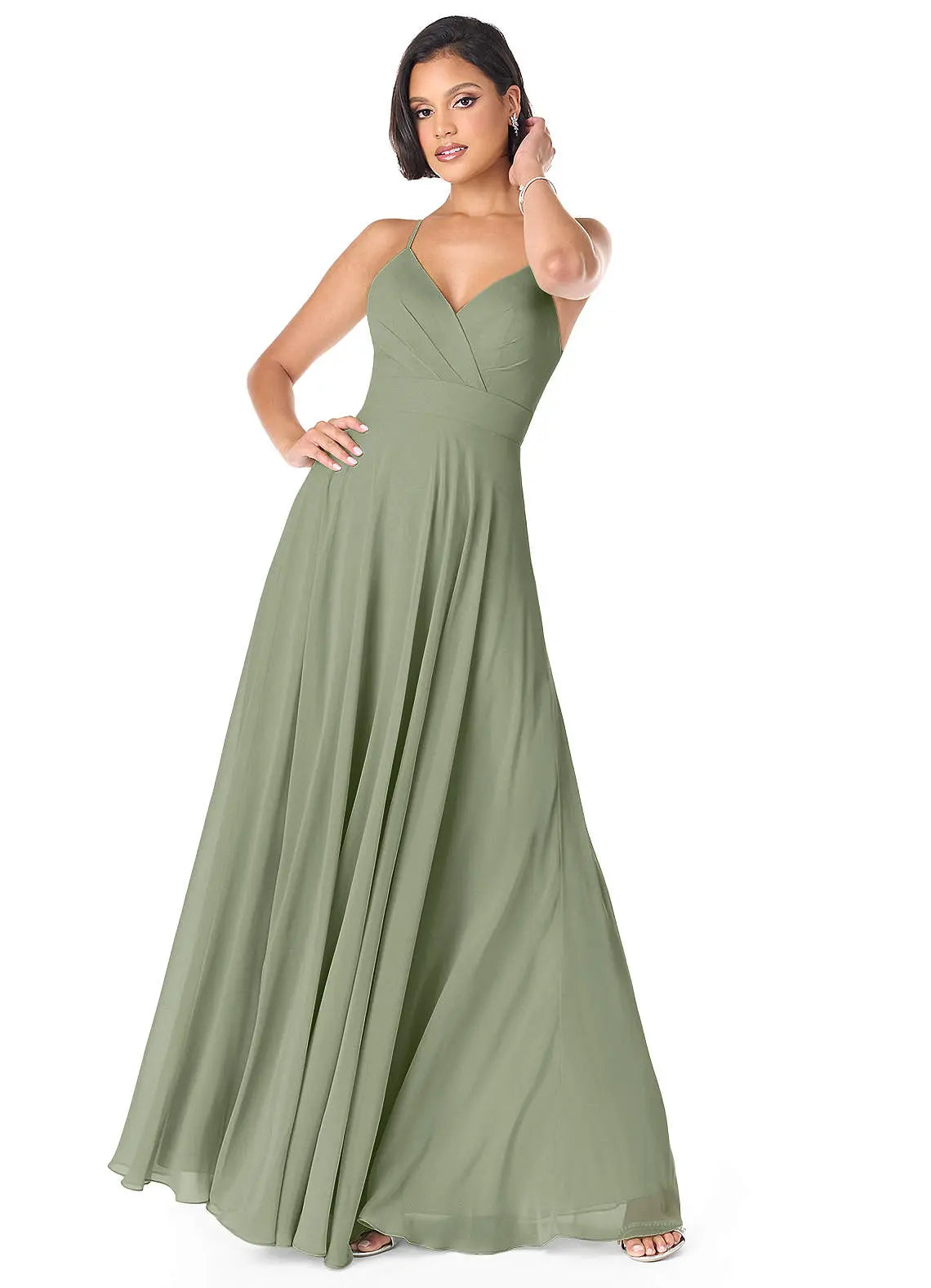 Avelina A-Line V-Neck Chiffon Bridesmaid Dress in Pistachio