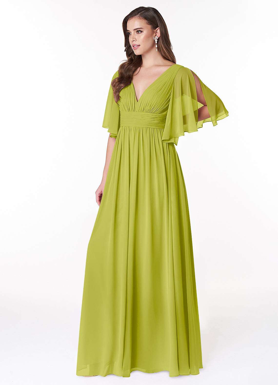 Temeka A-Line V-Neck Chiffon Bridesmaid Dress in Lemongrass