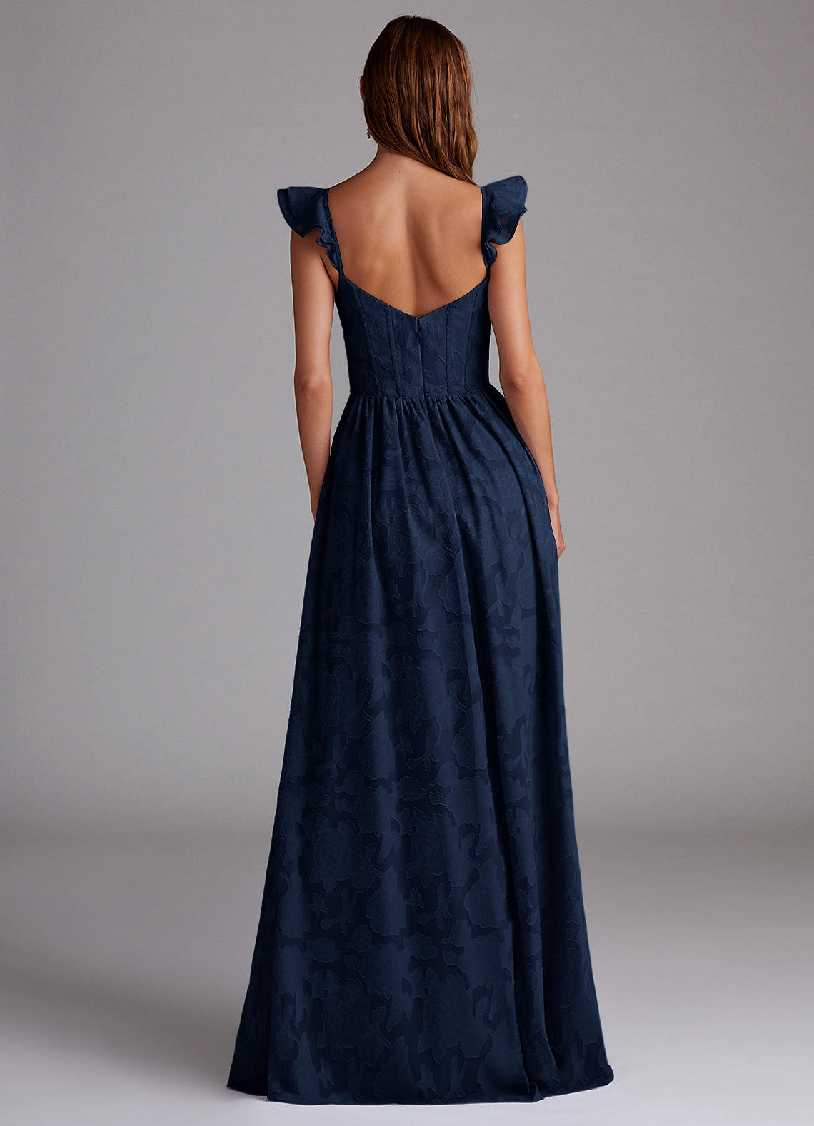 Denisse A-Line Sweetheart Floral Burnout Bridesmaid Dress in Dark Navy