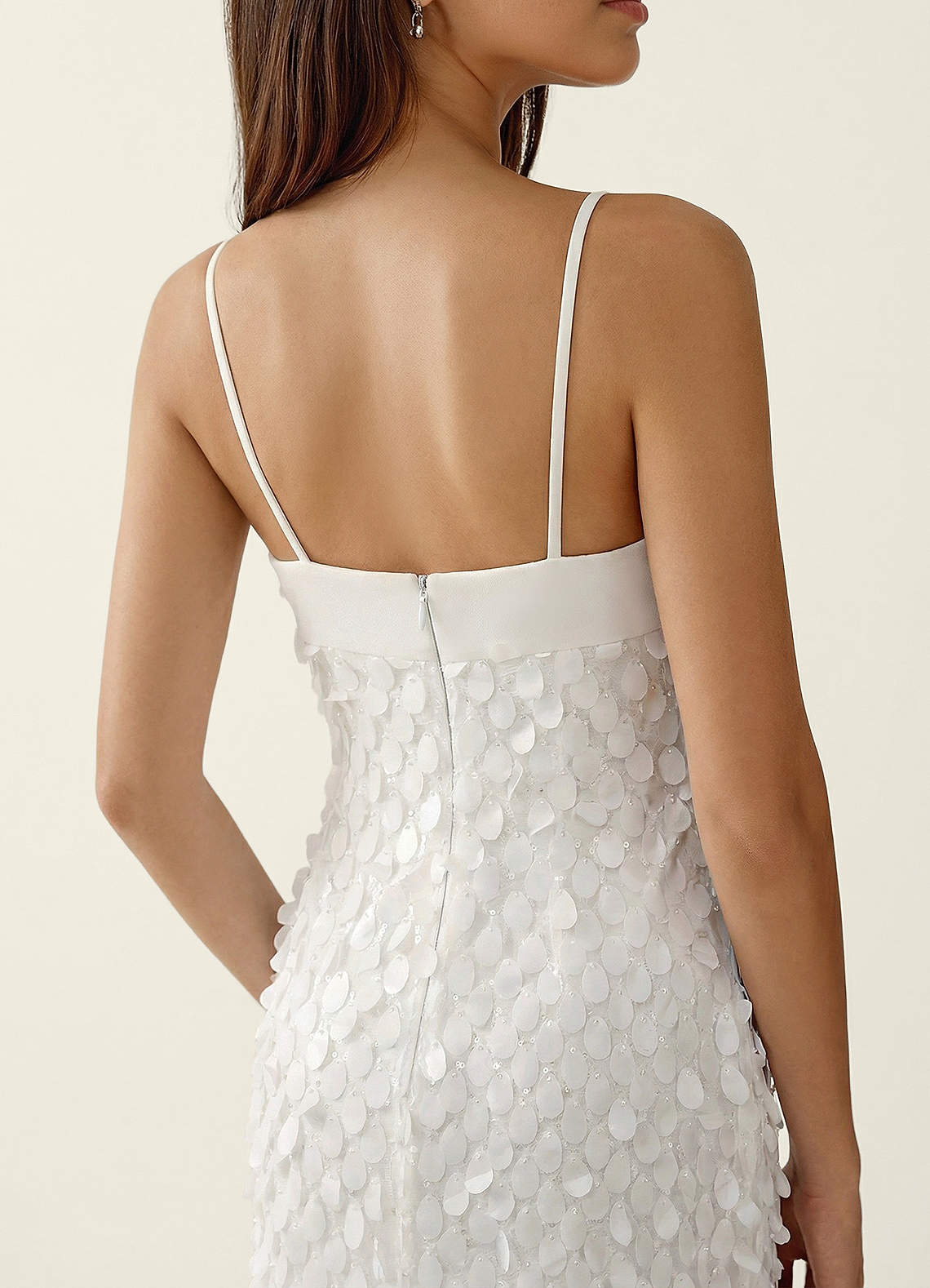 Mentino Strapless 3D Floral Lace Prom Dress in White
