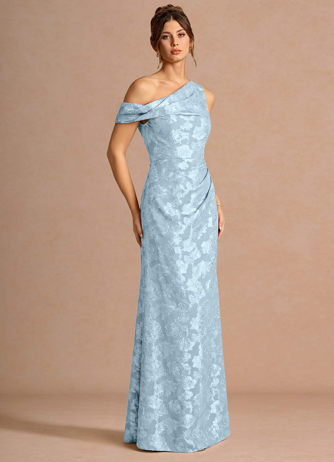 Kismet Mermaid One-Shoulder Fil Coupé Wedding Guest Dress in Lemon Sorbet