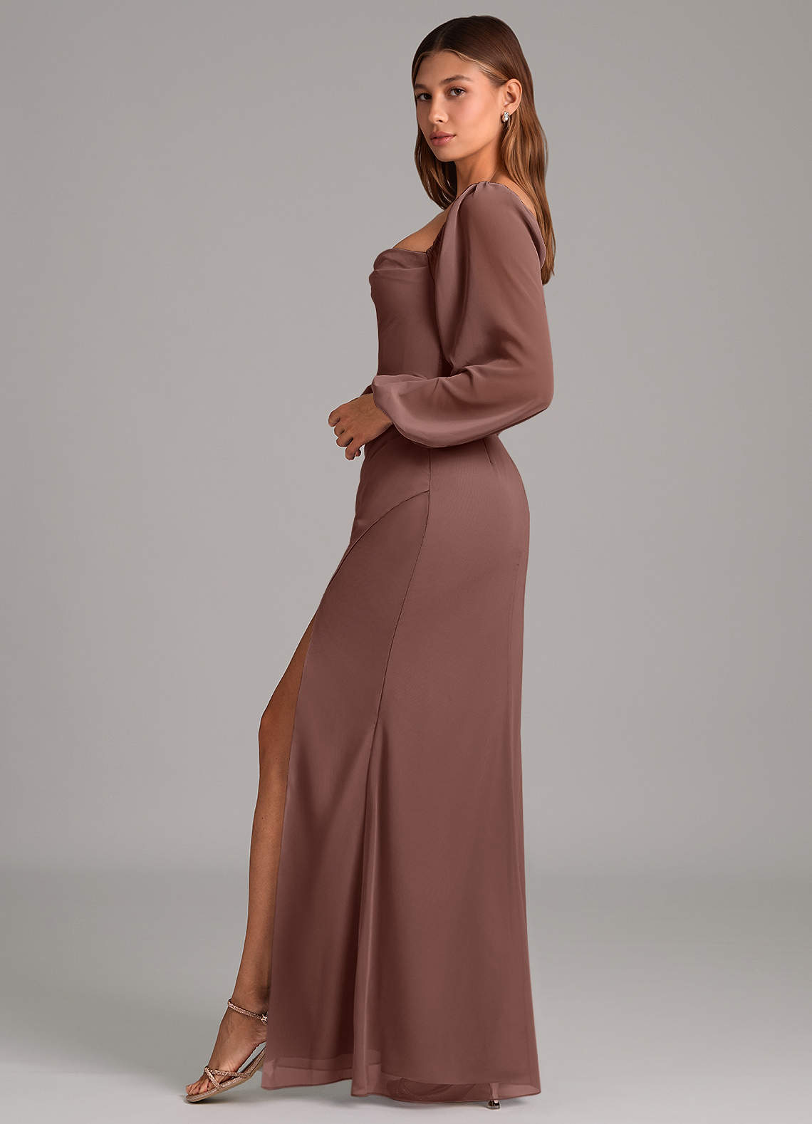 Brixley Mermaid Sweetheart Chiffon Bridesmaid Dress in Espresso