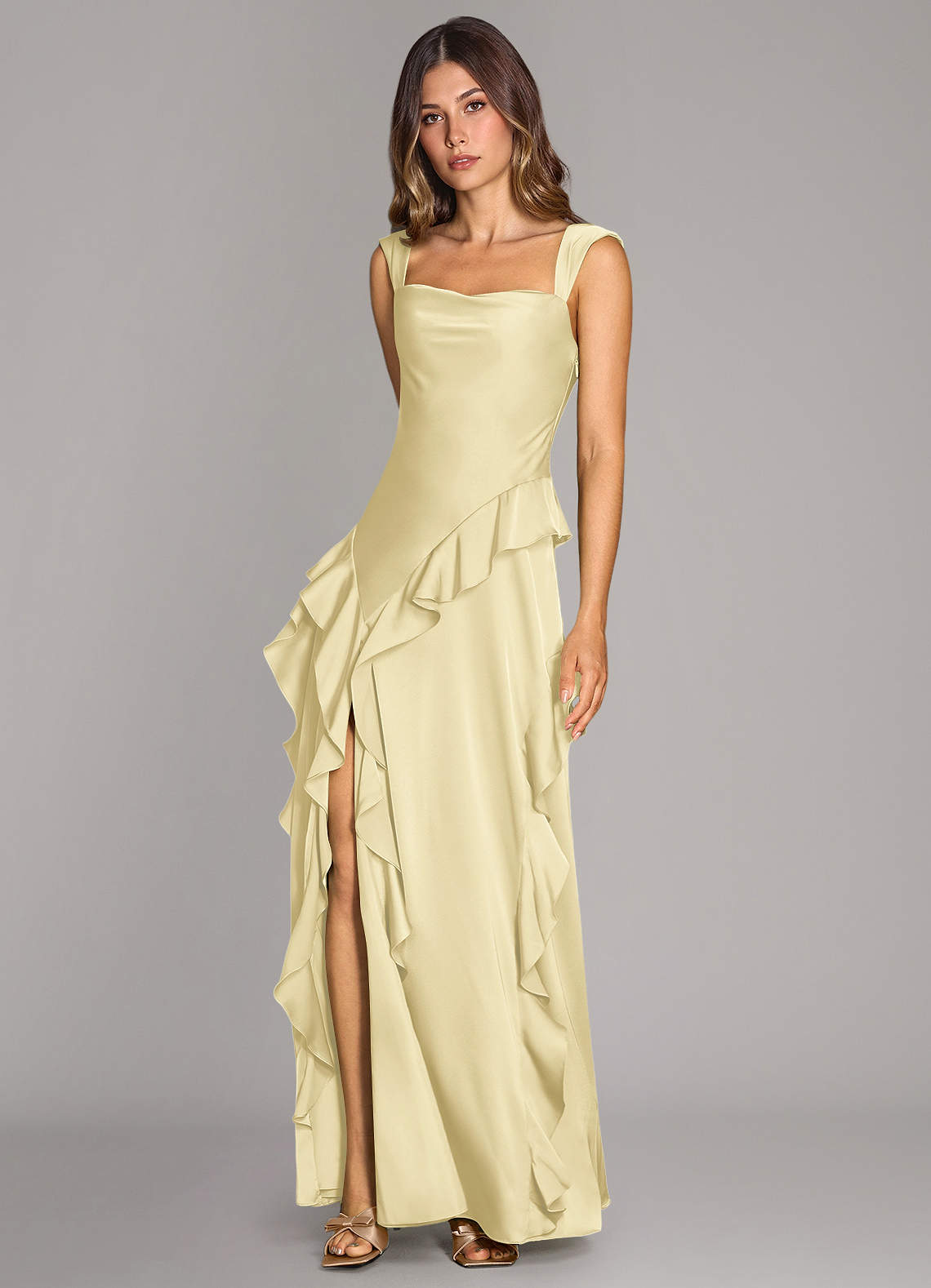 Sloane A-Line Sweetheart Stretch Satin Bridesmaid Dress in Lemon Sorbet