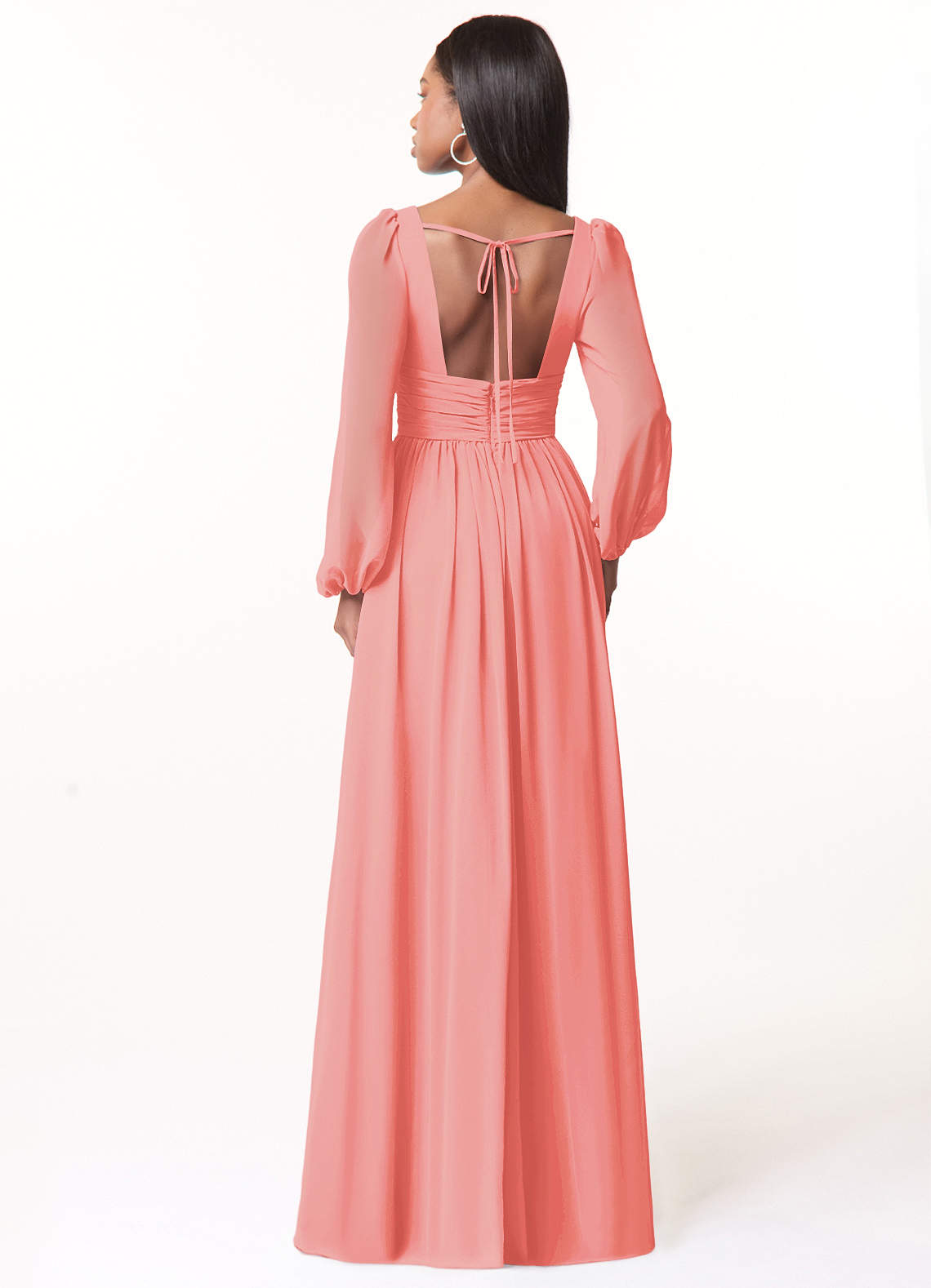 Norah A-Line V-Neck Chiffon Bridesmaid Dress in Coral