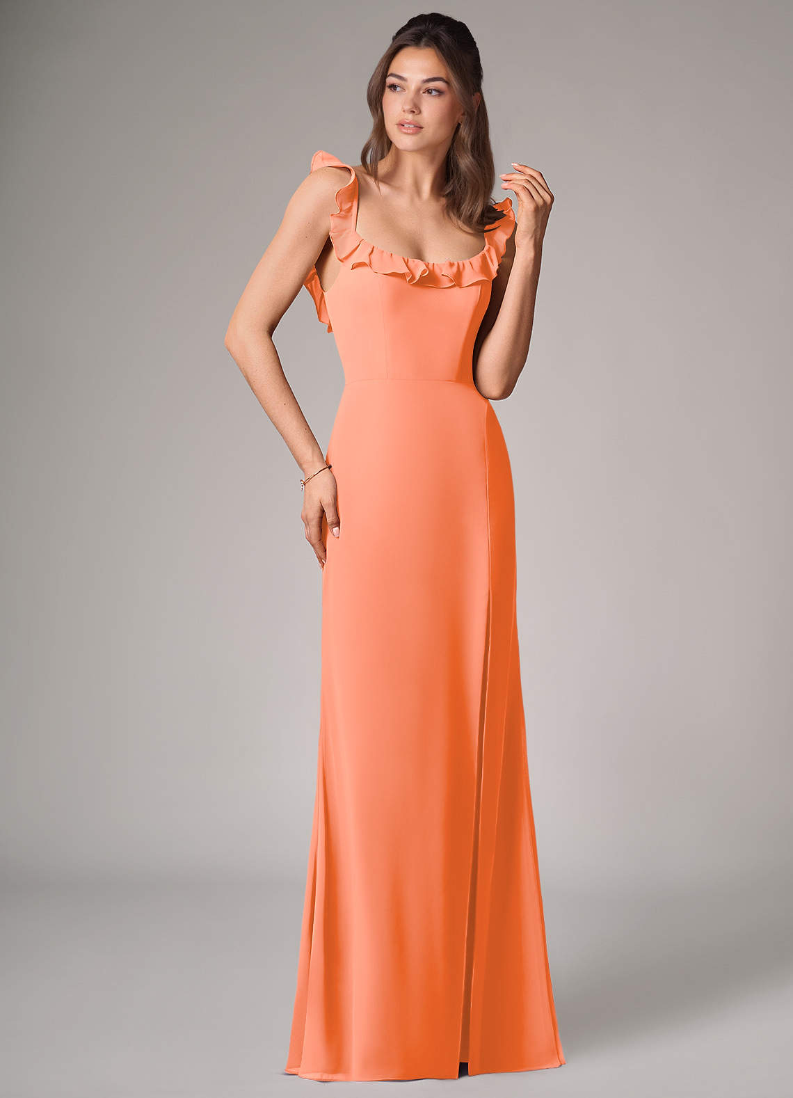 Callie Mermaid Scoop-Neck Chiffon Bridesmaid Dress in Sunset