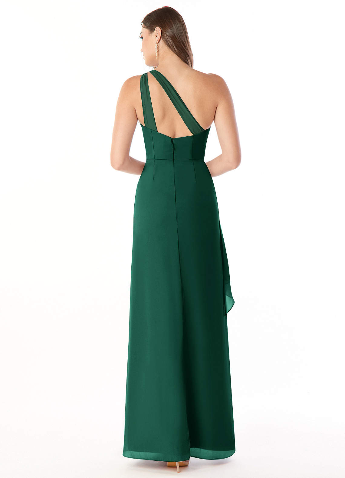 Maive Sheath One-Shoulder Chiffon Bridesmaid Dress in Emerald