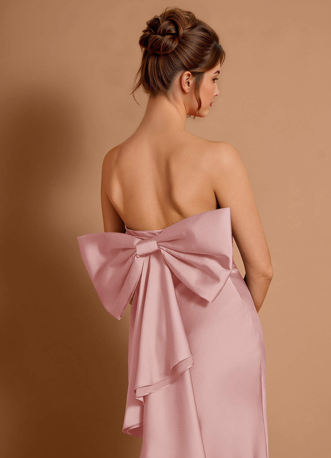 Aveline Mermaid Strapless Stretch Satin Evening Dress in Haze Pink