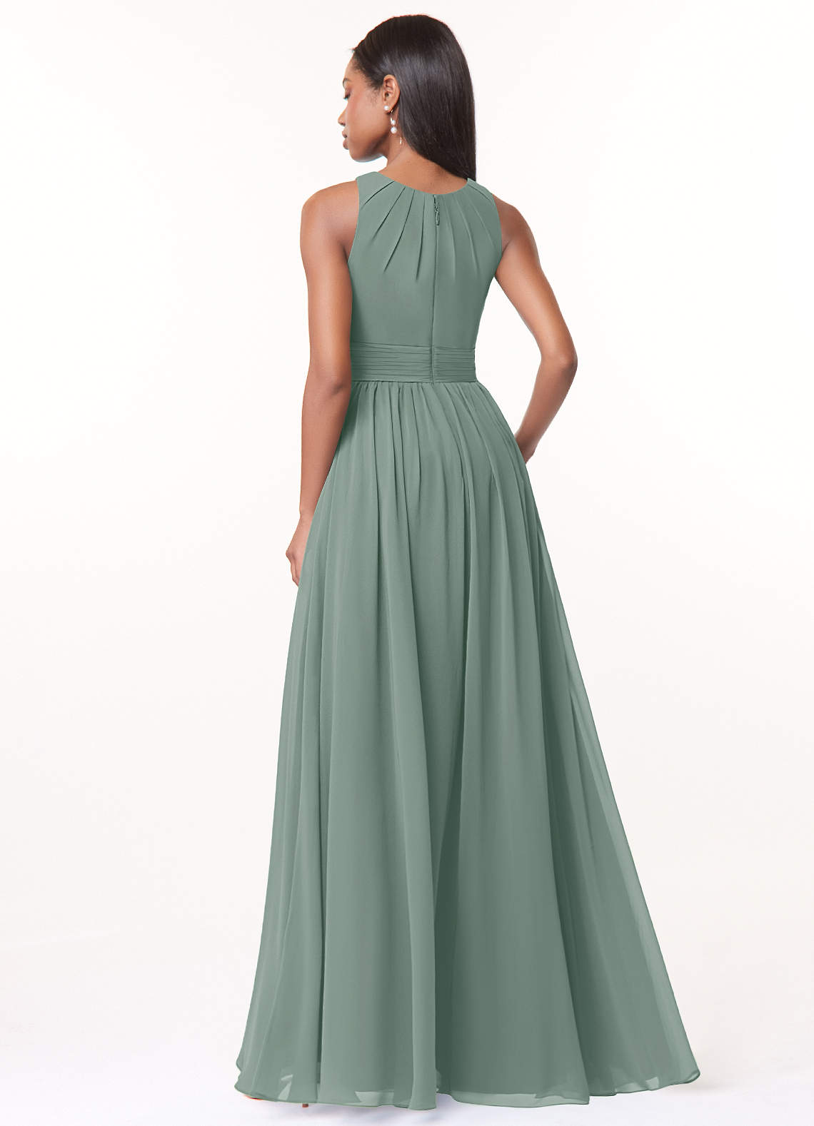 Harper A-Line Scoop-Neck Chiffon Bridesmaid Dress in Silver Sage