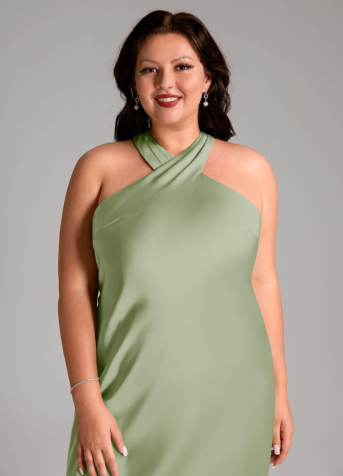 Doretta Mermaid Halter Stretch Satin Bridesmaid Dress