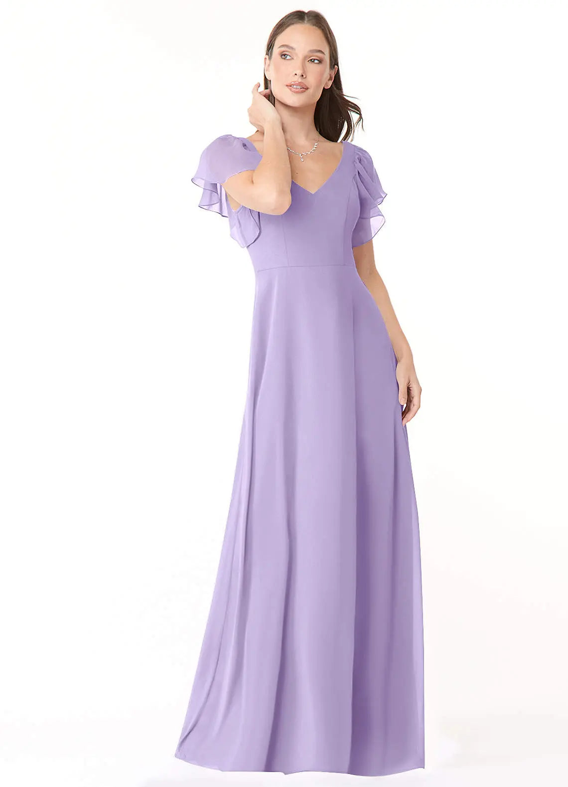 Syenna A-Line V-Neck Chiffon Bridesmaid Dress in Wisteria