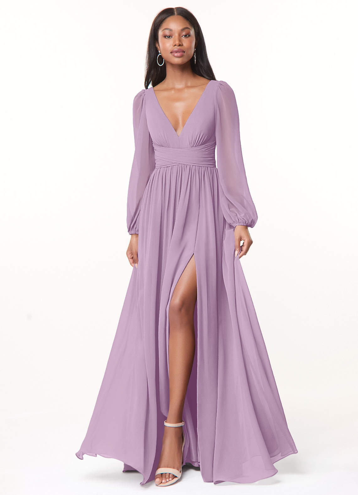 Norah A-Line V-Neck Chiffon Bridesmaid Dress in Wisteria