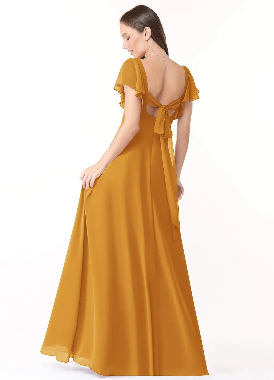Syenna A-Line V-Neck Chiffon Bridesmaid Dress in butterscotch