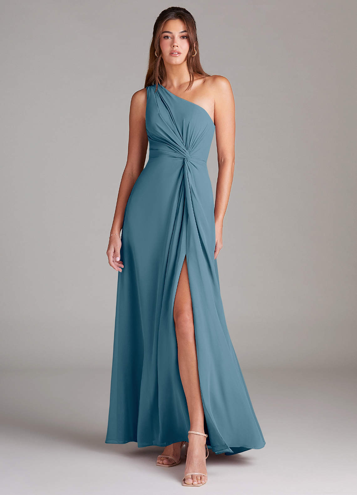 Brooke A-Line One-Shoulder Chiffon Bridesmaid Dress in Bermuda